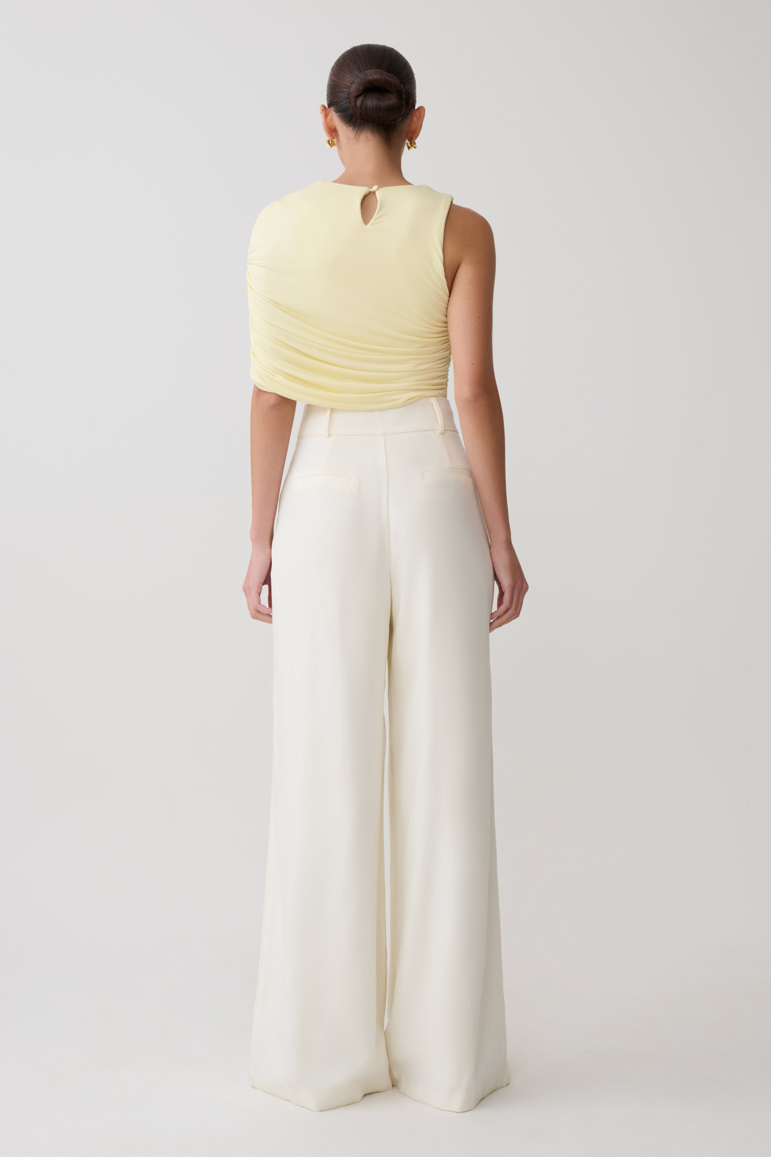 Adrienne One Shoulder Slinky Top - Lemon - Image 5