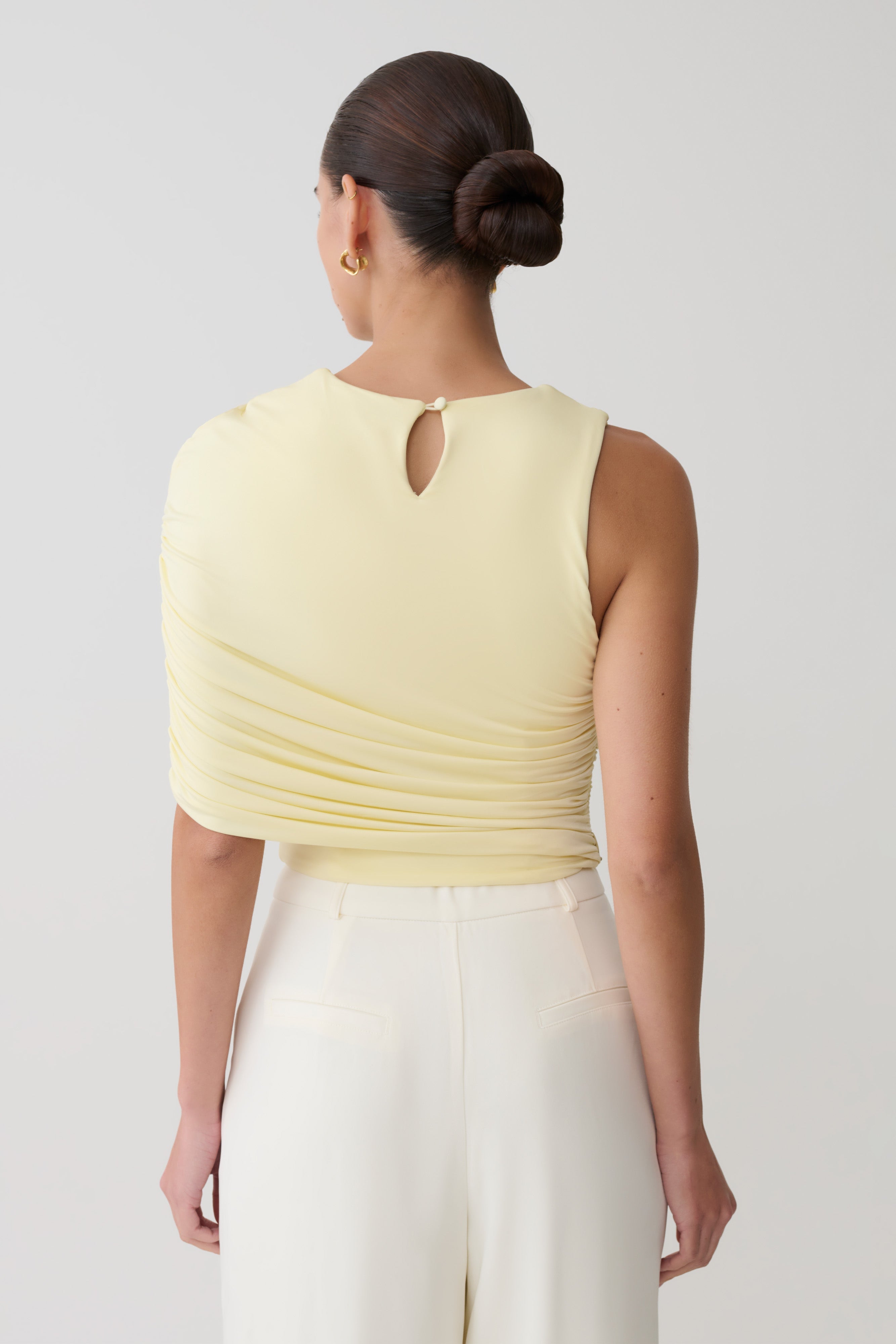 Alternative view of Adrienne One Shoulder Slinky Top - Lemon