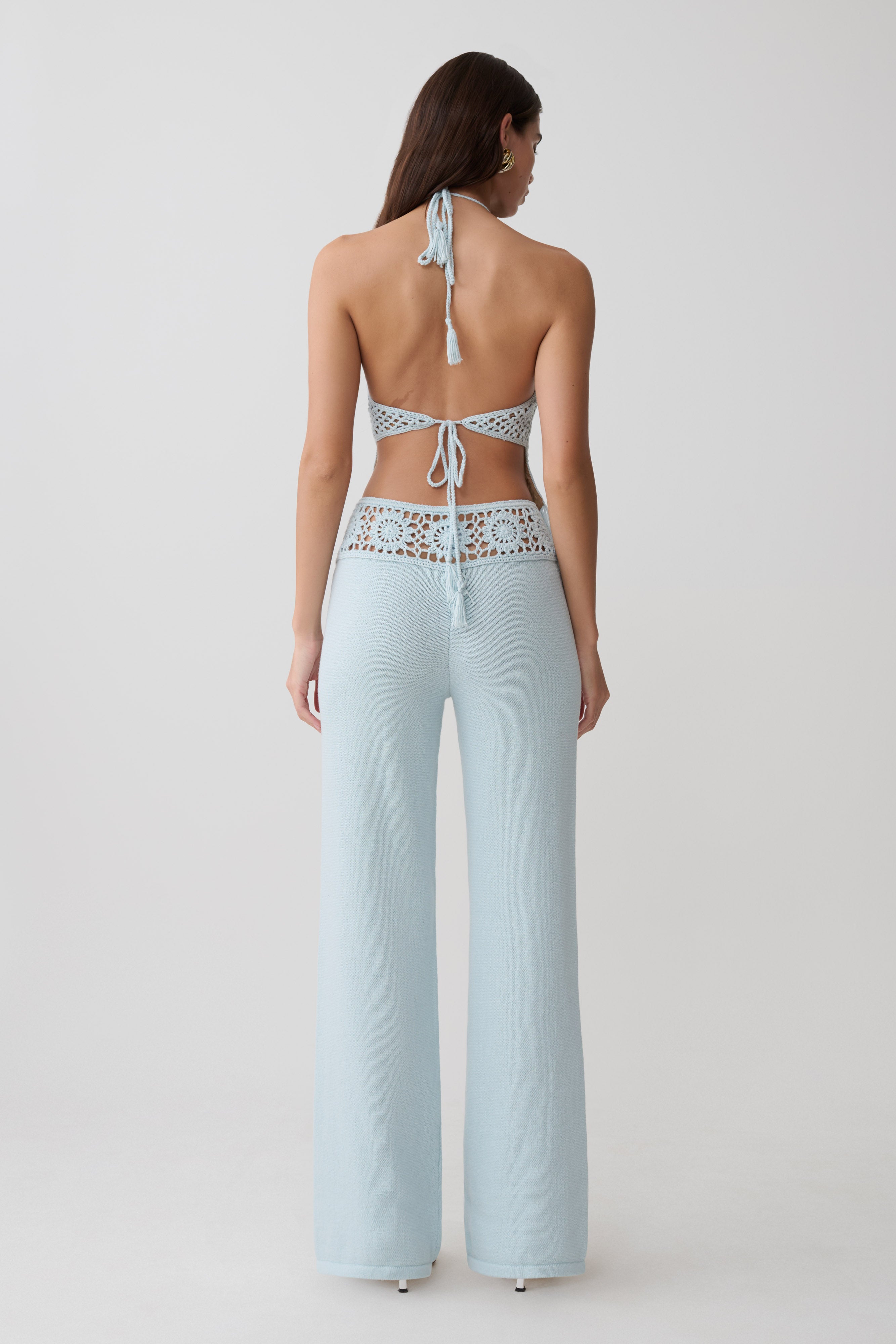 Miley Crochet Halter Top - Pale Aqua - Image 6