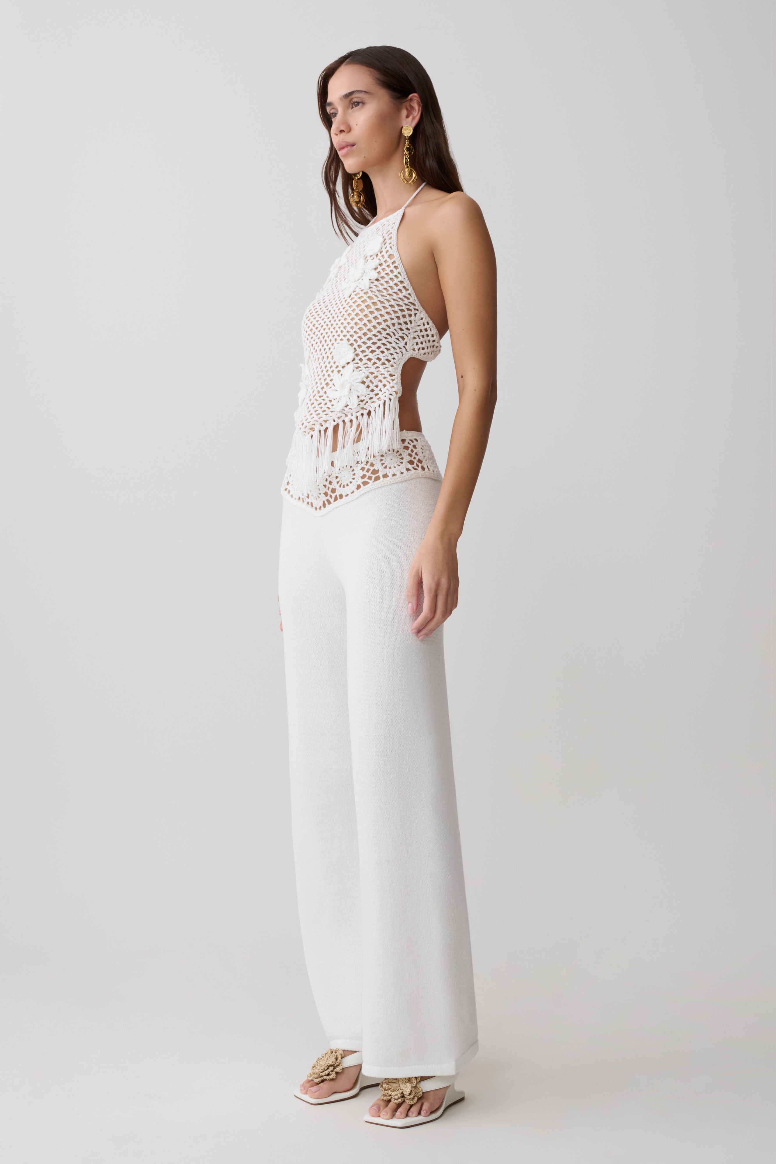 Miley Crochet Halter Top - Ivory - Image 4
