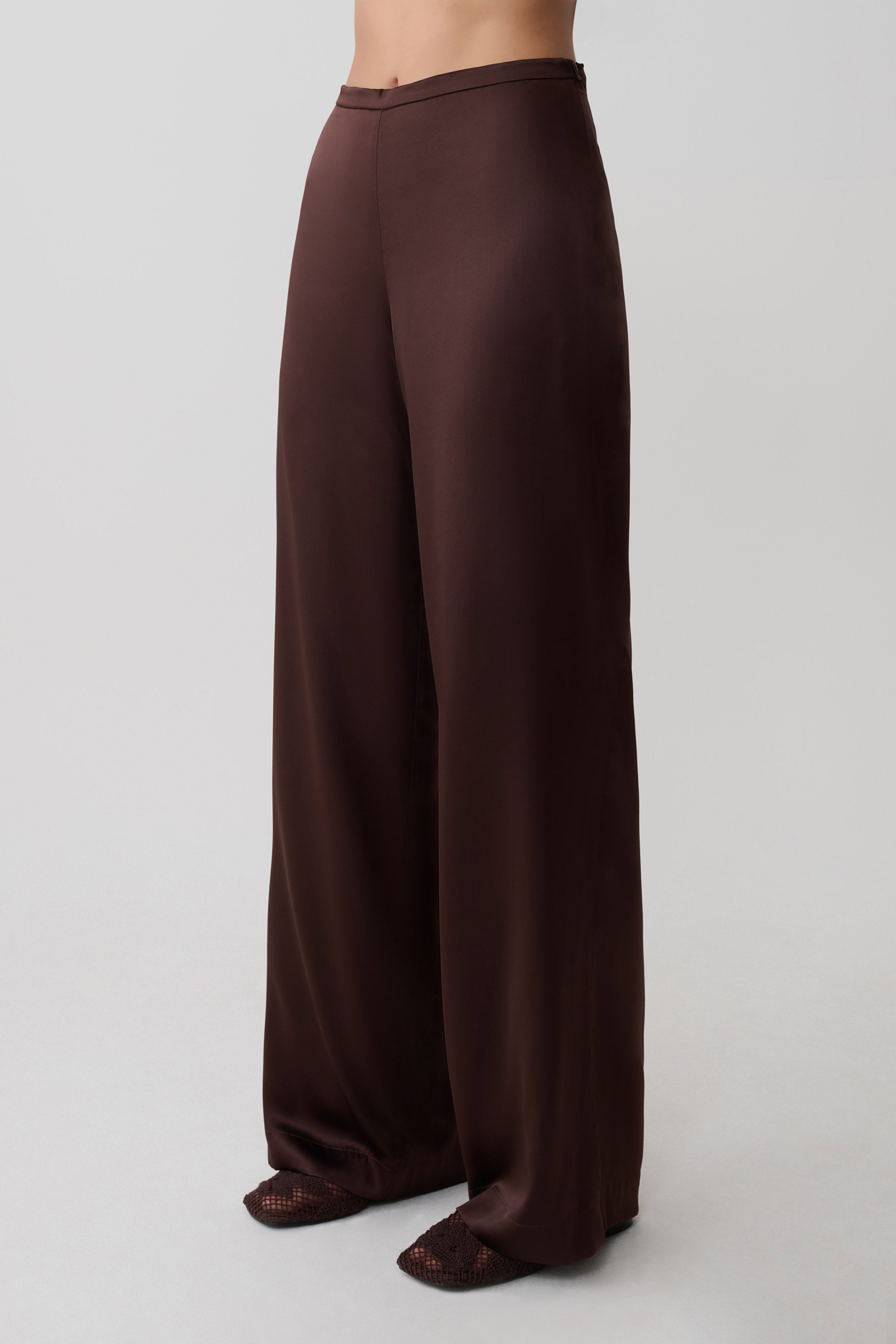 Kayla Silk Blend Straight Leg Pants - Dark Chocolate - Image 6
