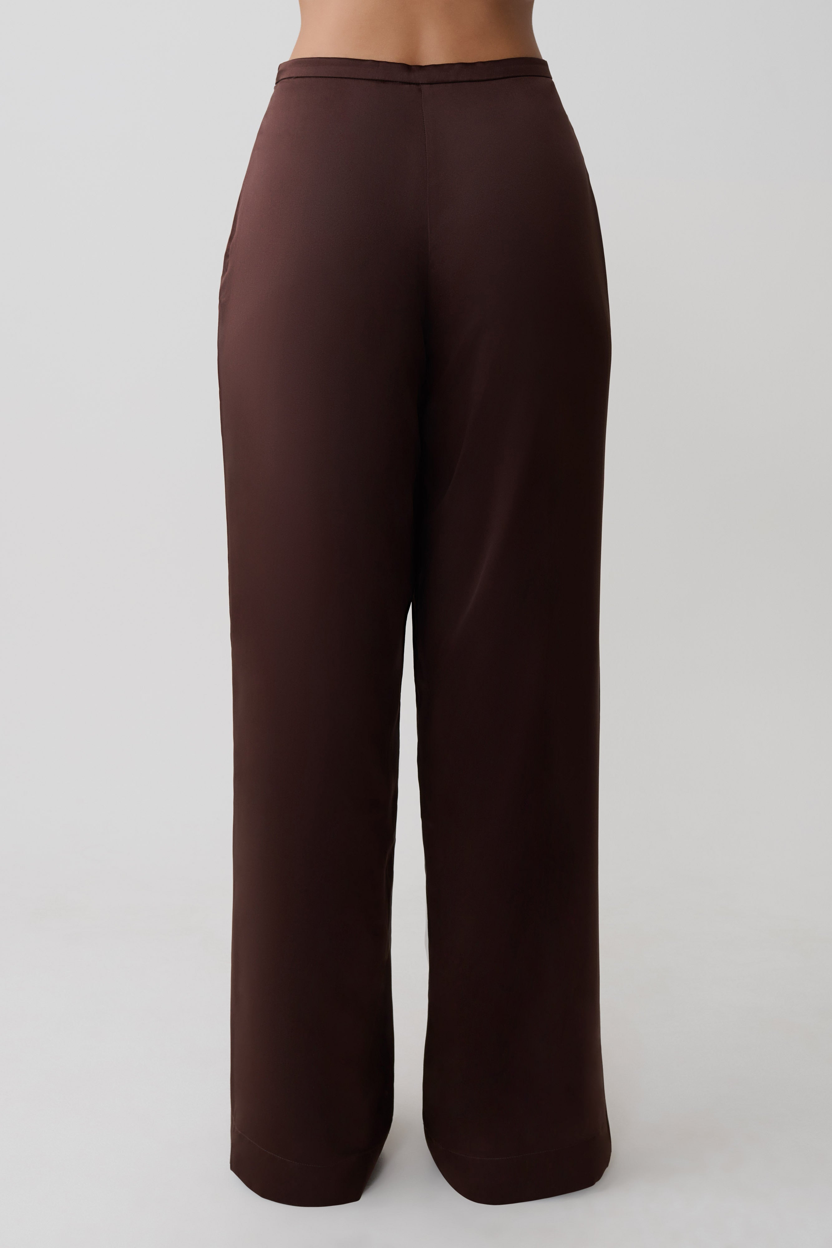 Alternative view of Kayla Silk Blend Straight Leg Pants - Dark Chocolate