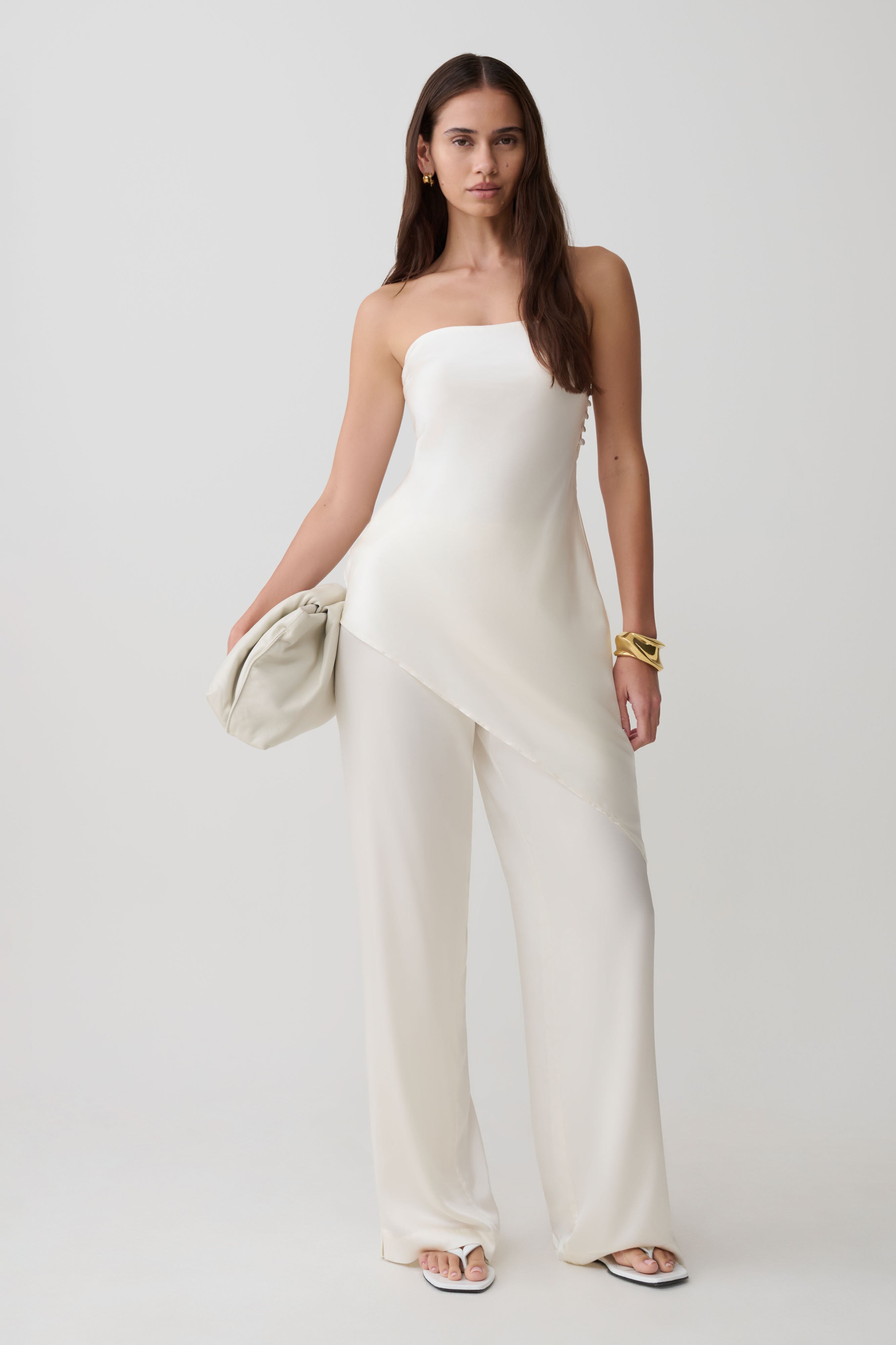 Kayla Silk Blend Straight Leg Pants - Ivory - Image 8
