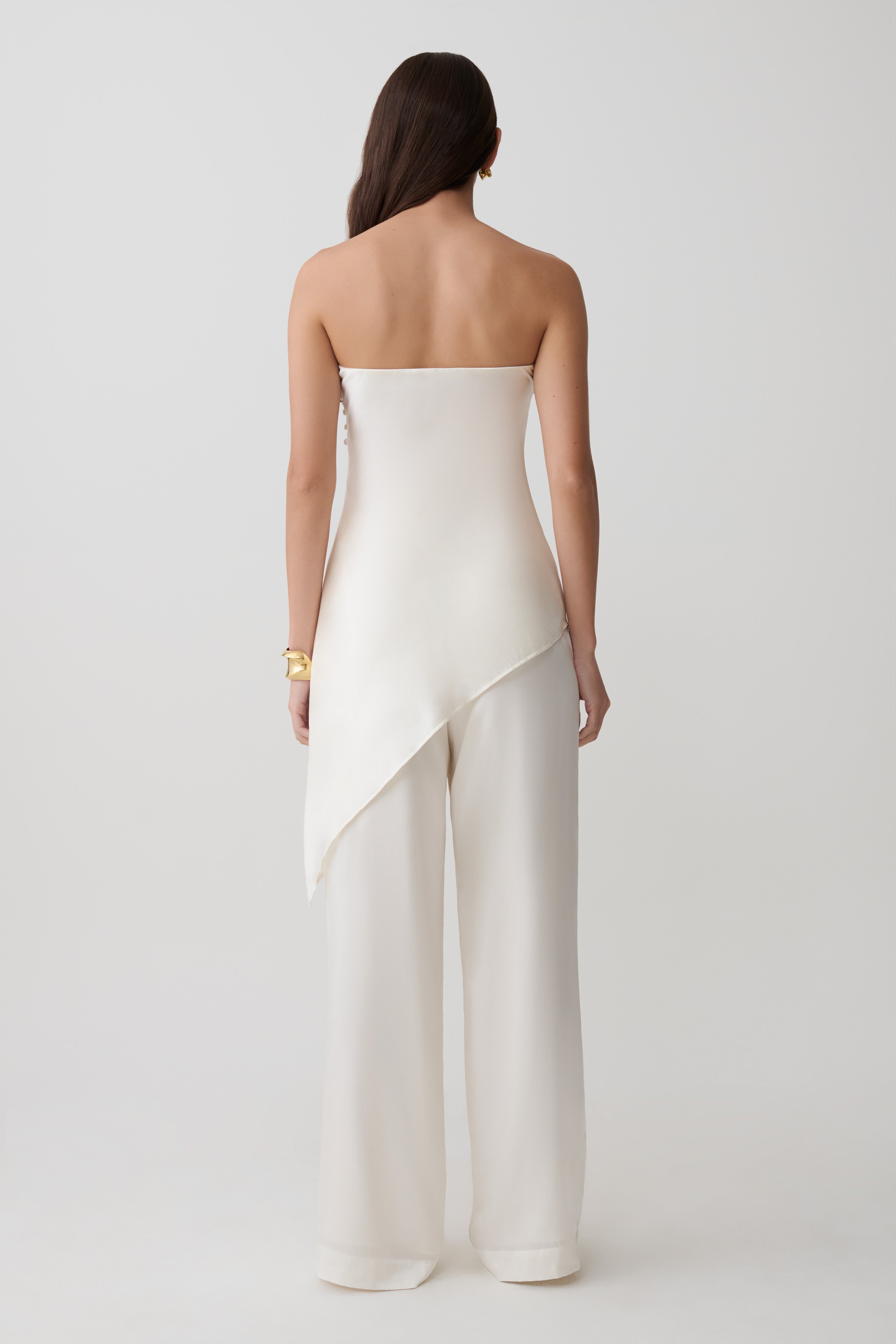 Kayla Silk Blend Straight Leg Pants - Ivory - Image 6