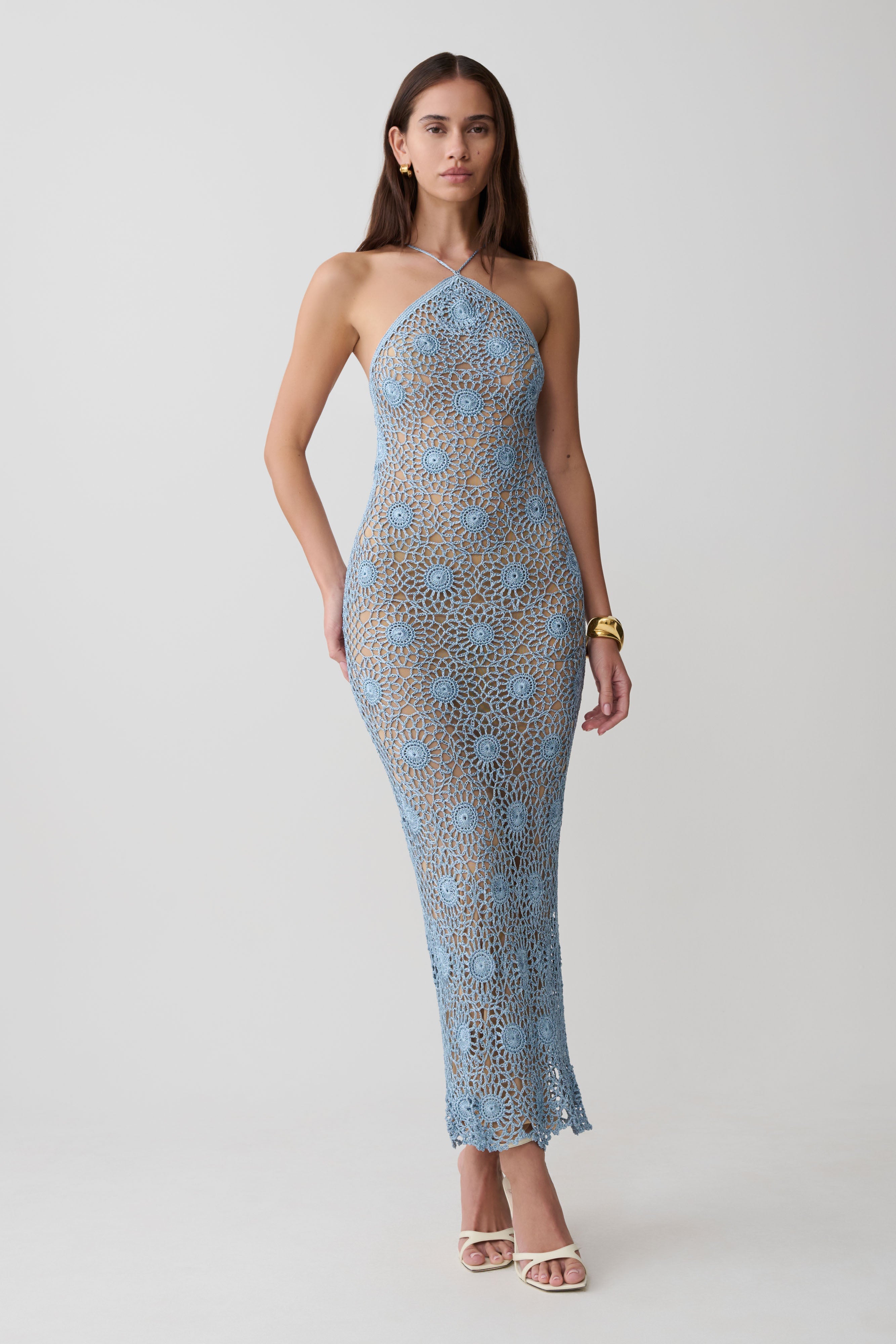 Sam Halter Hand Crochet Maxi Dress - Periwinkle - Image 3
