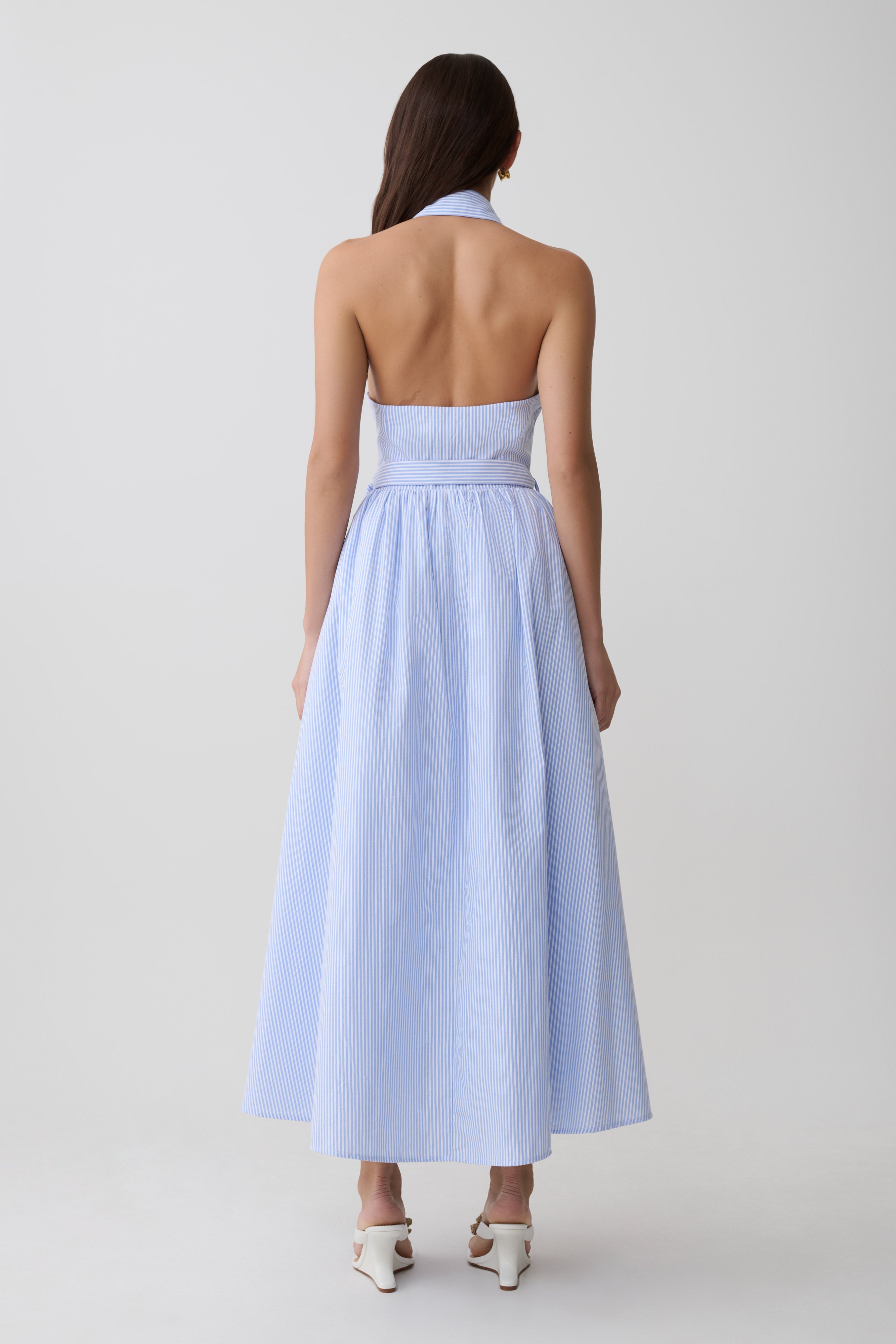 Alternative view of Cindy Collared Midi Dress - Blue Pinstripe