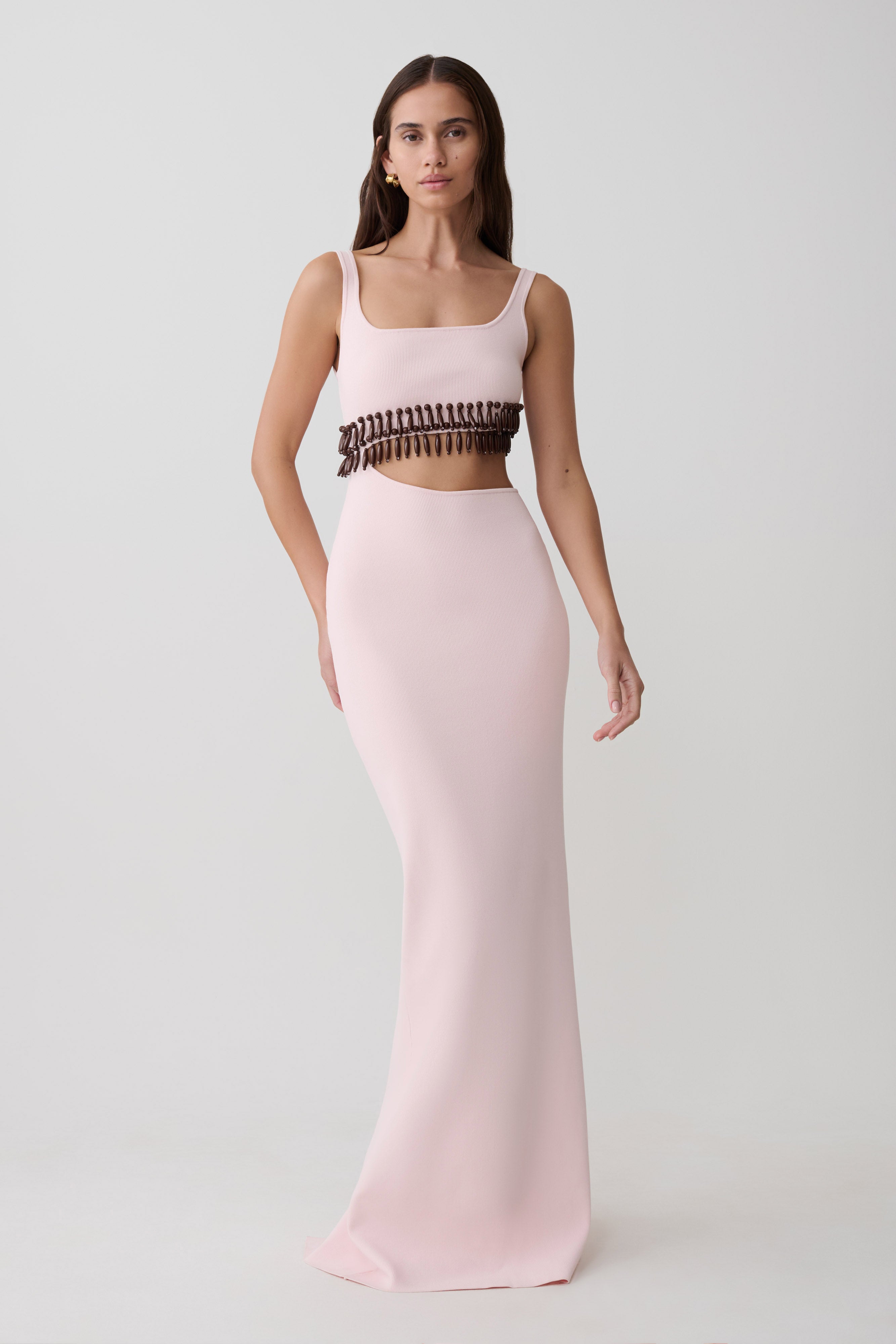 Ruvic Knit Maxi Beaded Dress - Baby Pink - Image 5