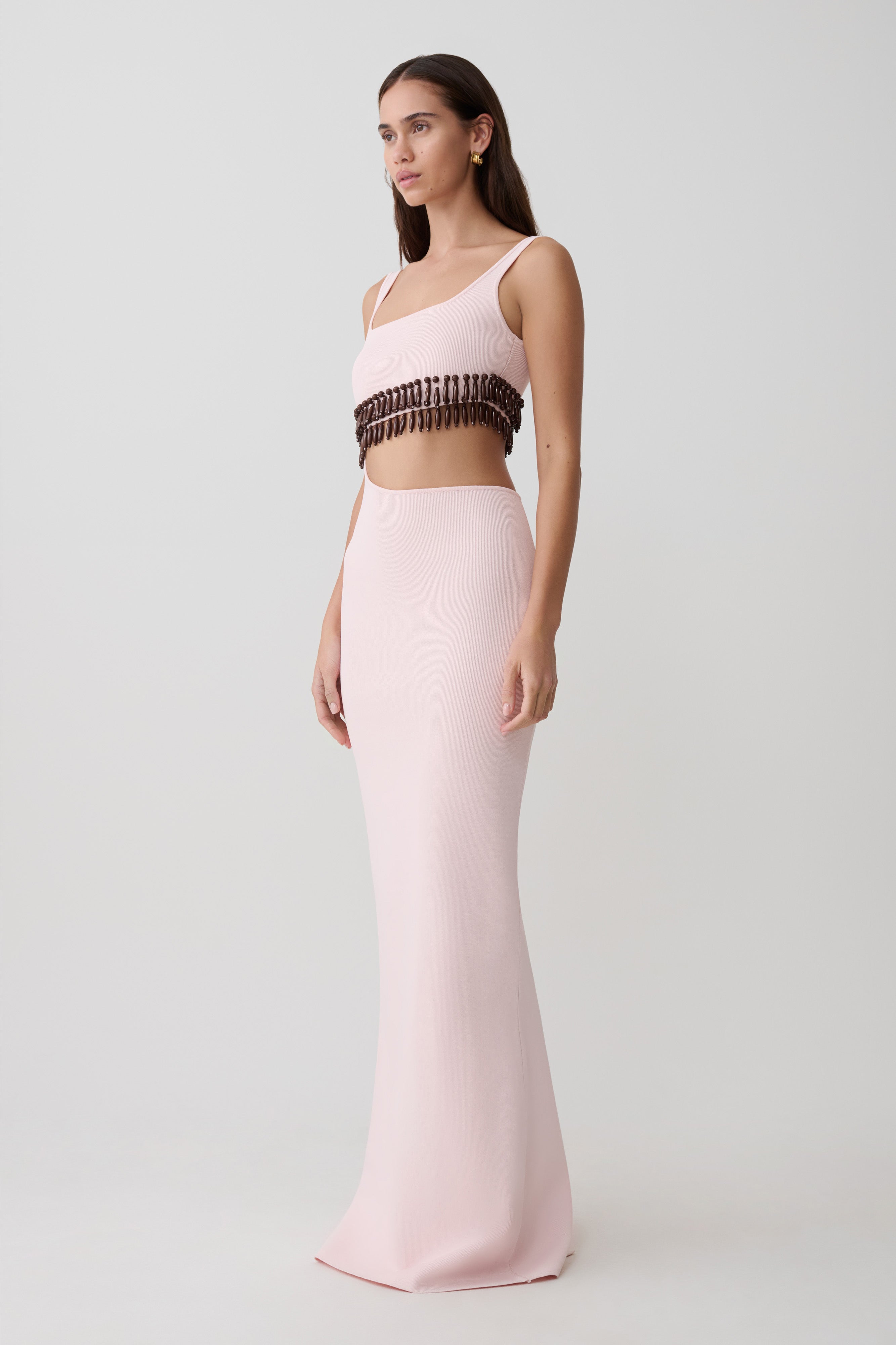 Ruvic Knit Maxi Beaded Dress - Baby Pink - Image 4
