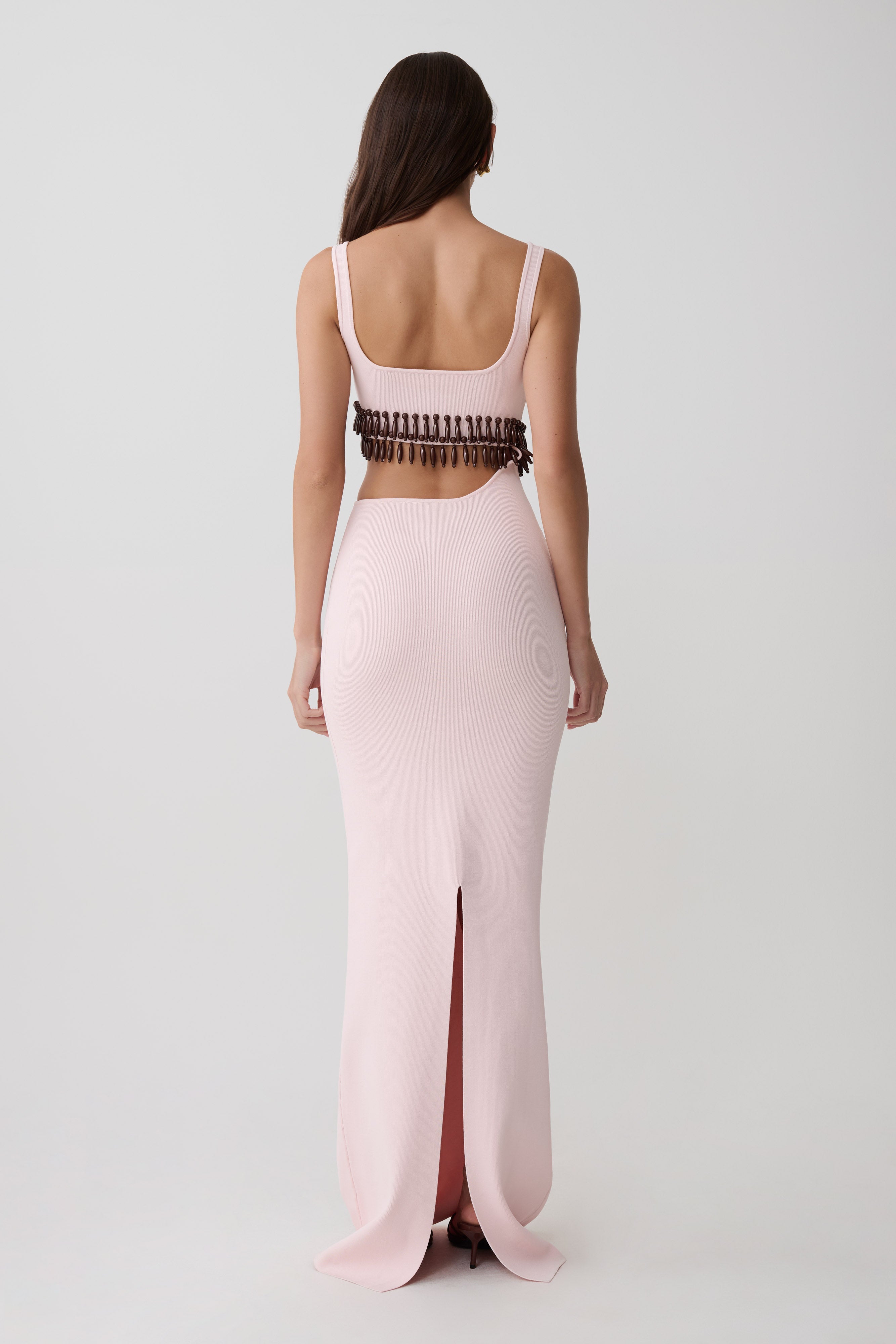 Alternative view of Ruvic Knit Maxi Beaded Dress - Baby Pink