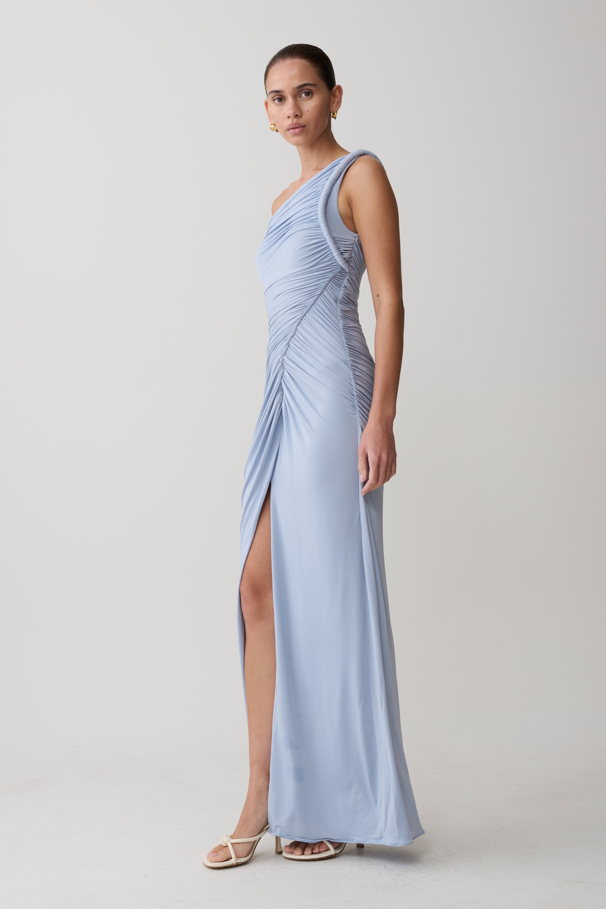 Ryn Twisted One Shoulder Maxi Dress - Sky Blue - Image 3