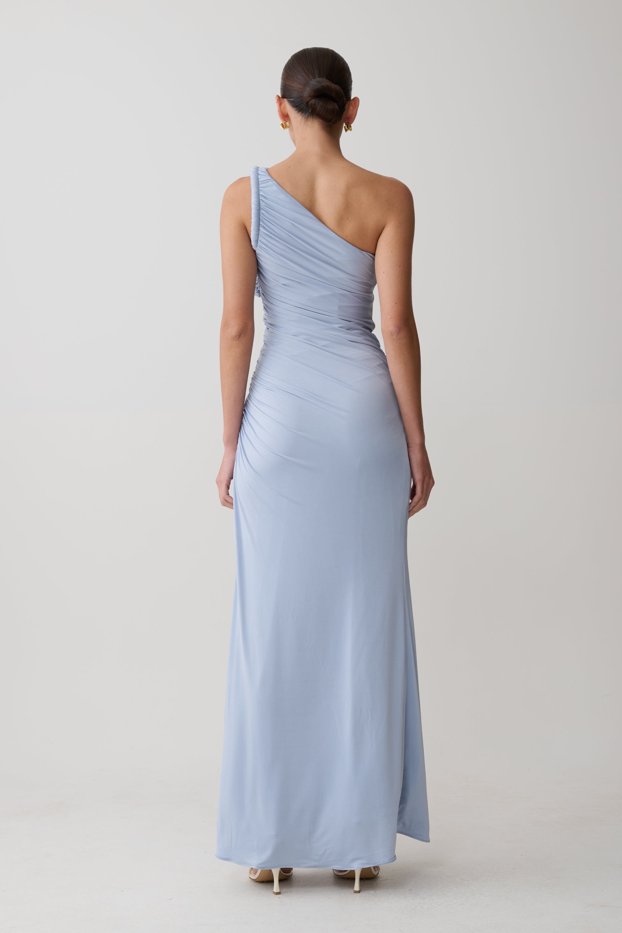 Alternative view of Ryn Twisted One Shoulder Maxi Dress - Sky Blue