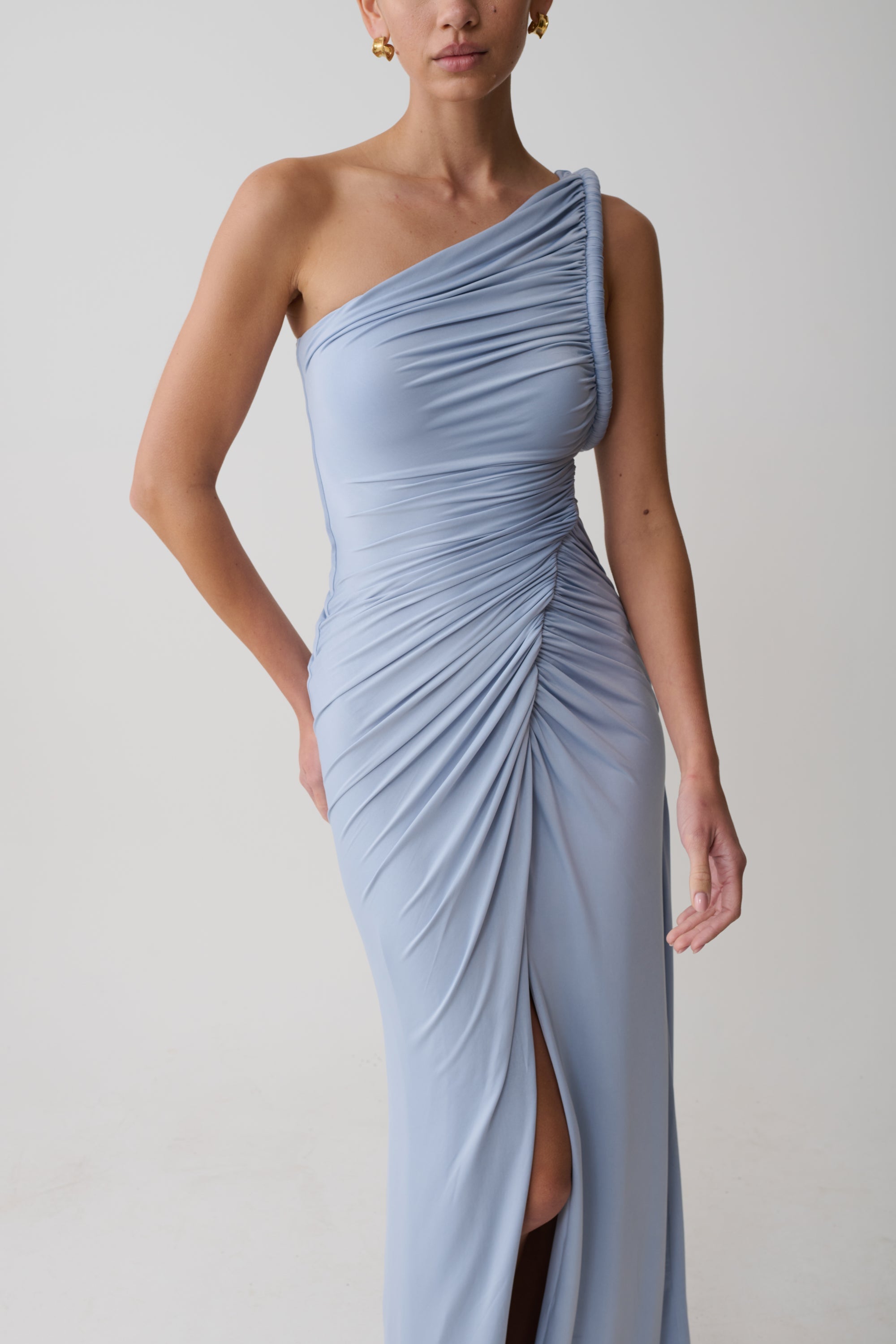 Ryn Twisted One Shoulder Maxi Dress - Sky Blue - Image 6