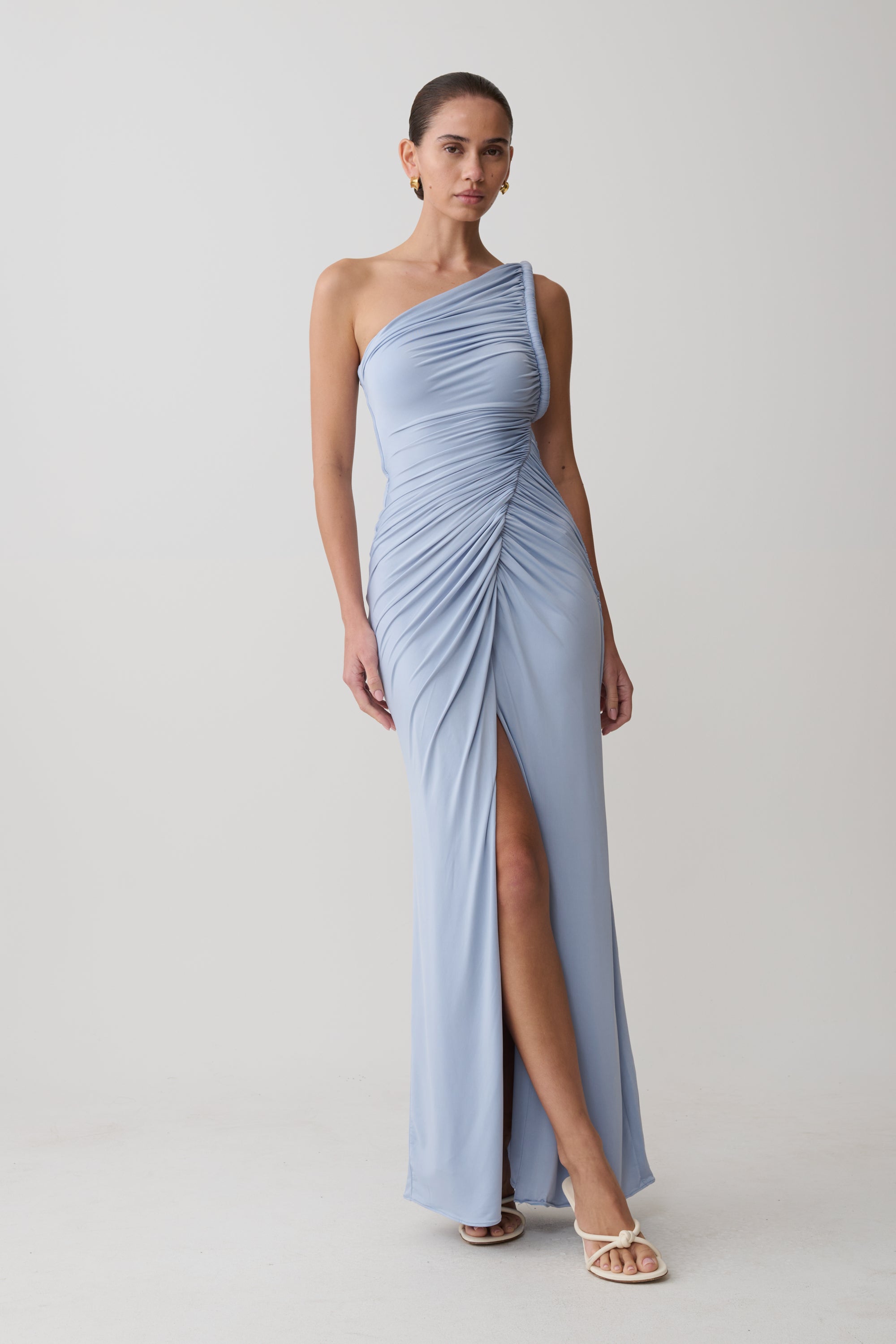 Ryn Twisted One Shoulder Maxi Dress - Sky Blue - Image 4