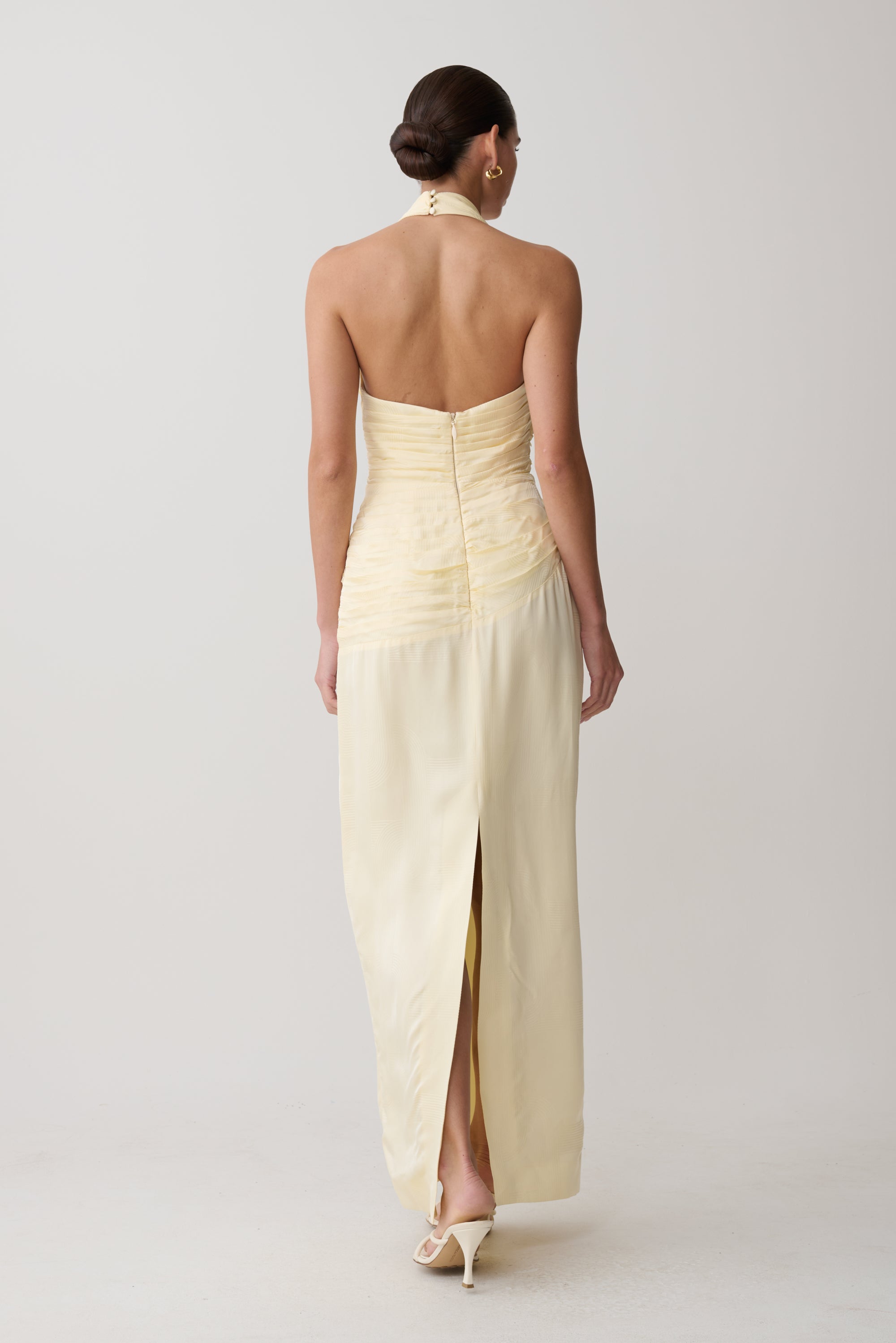 Alternative view of Chiara Halter Satin Maxi Dress - Buttermilk