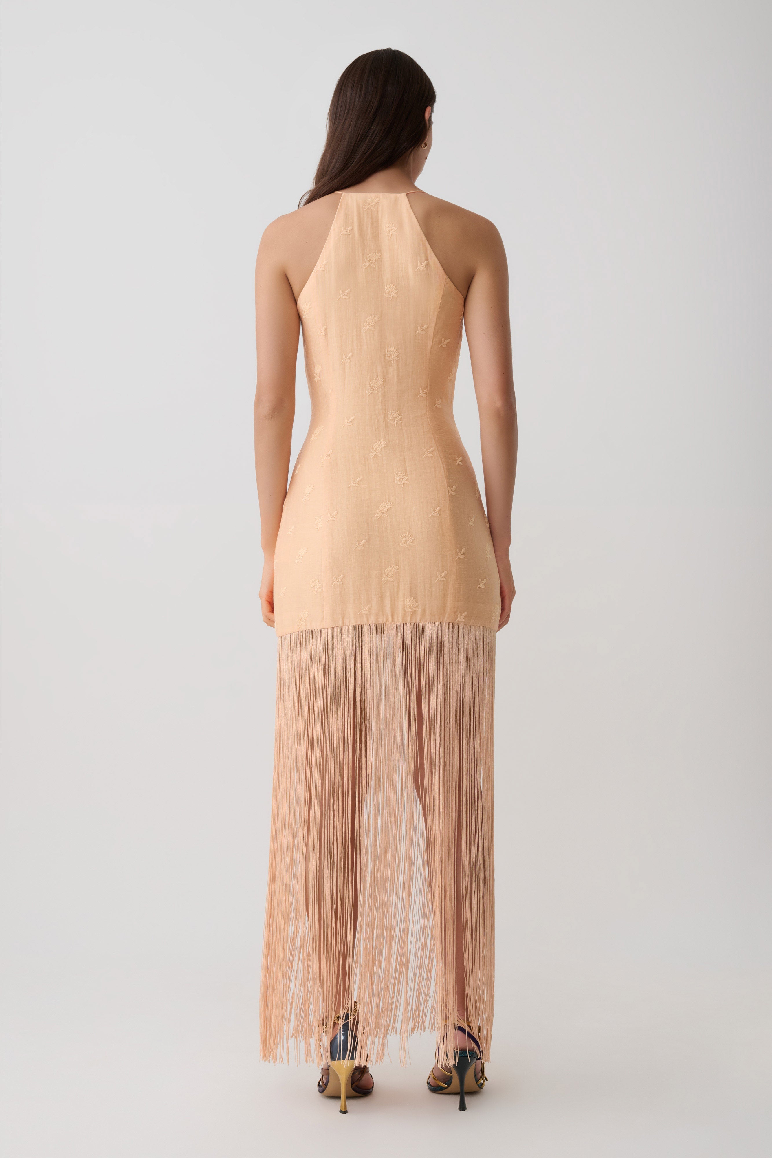 Alternative view of Abigail V Neck Fringe Maxi Dress - Orange