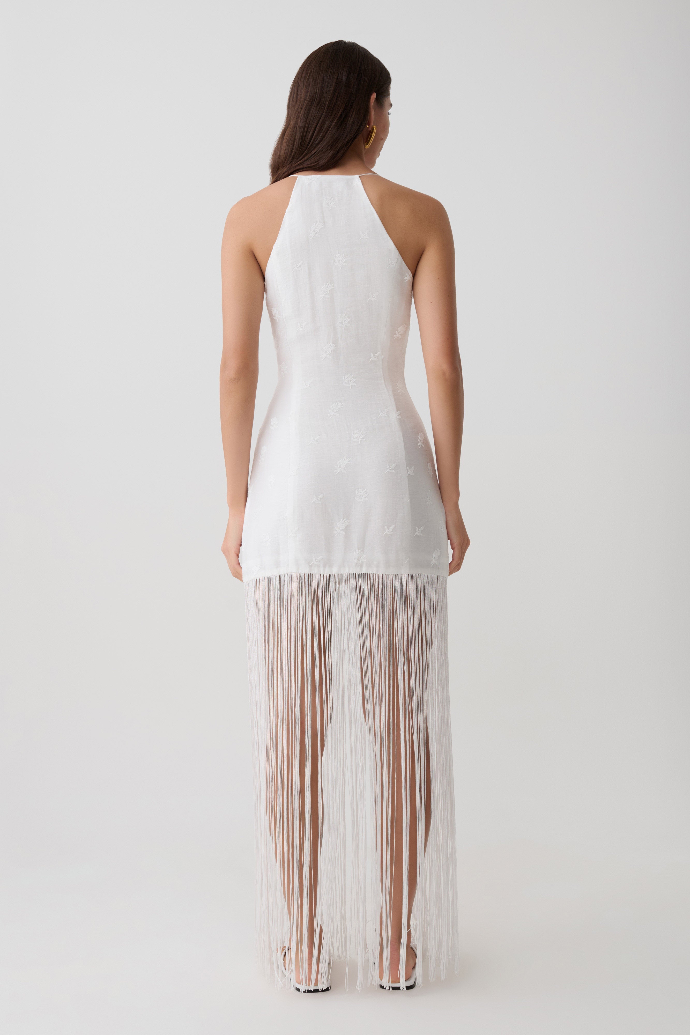 Alternative view of Abigail V Neck Fringe Maxi Dress - White