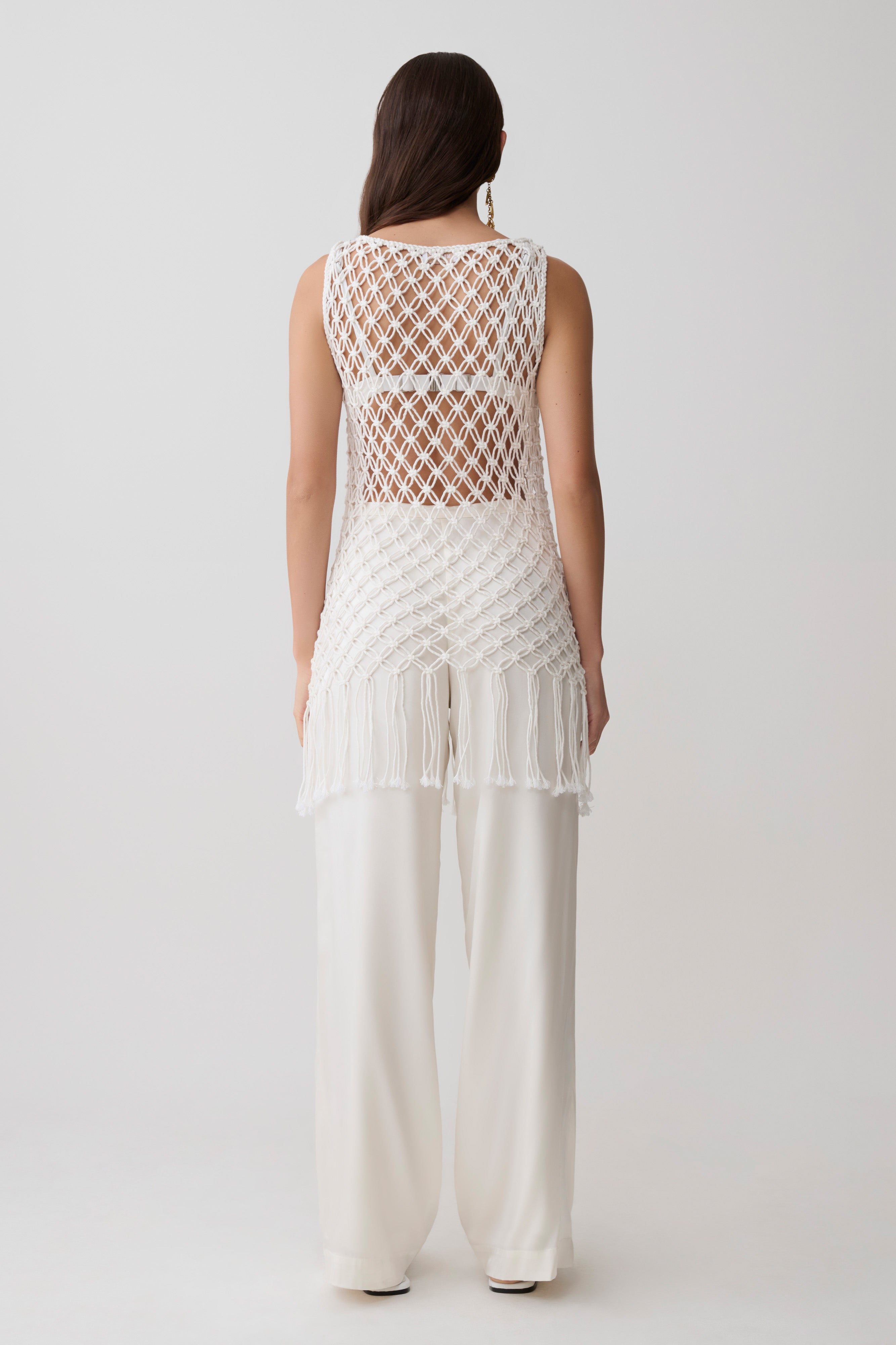 Devlin Macrame Tassel Mini Dress - Ivory - Image 5