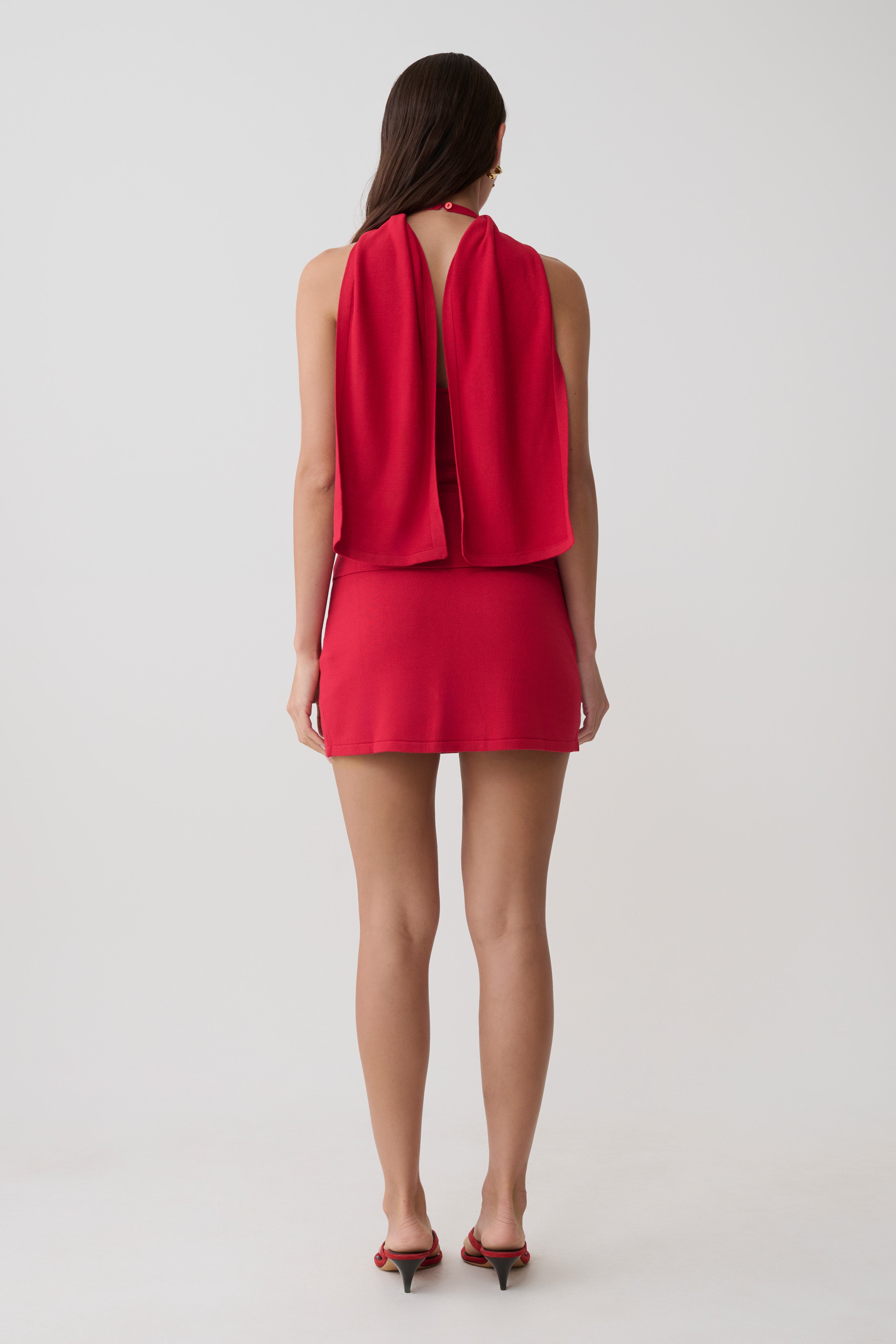 Misty Halter Backless Knit Top - Red - Image 5