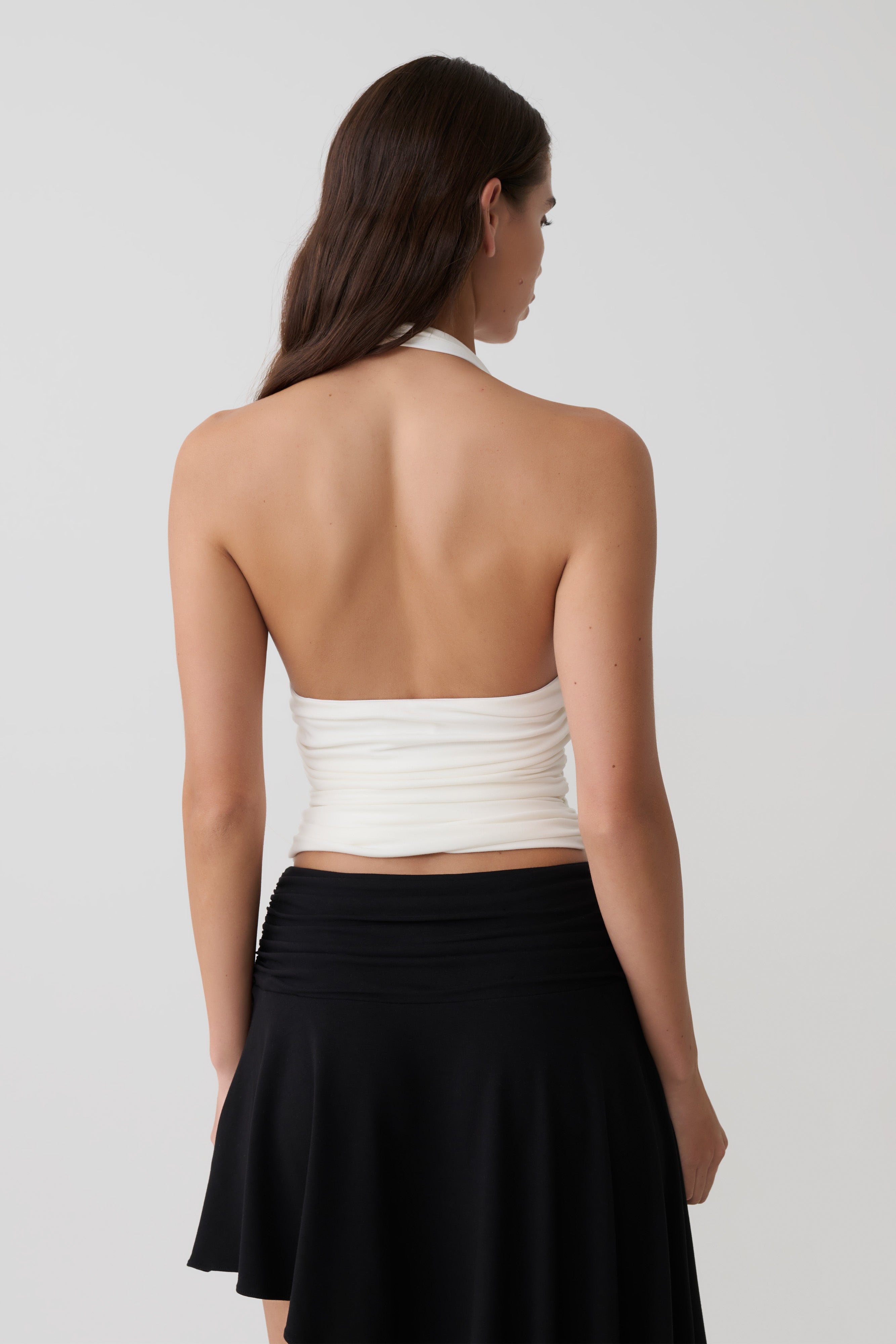 Alternative view of Peregrine Modal Gathered Halter Top - White