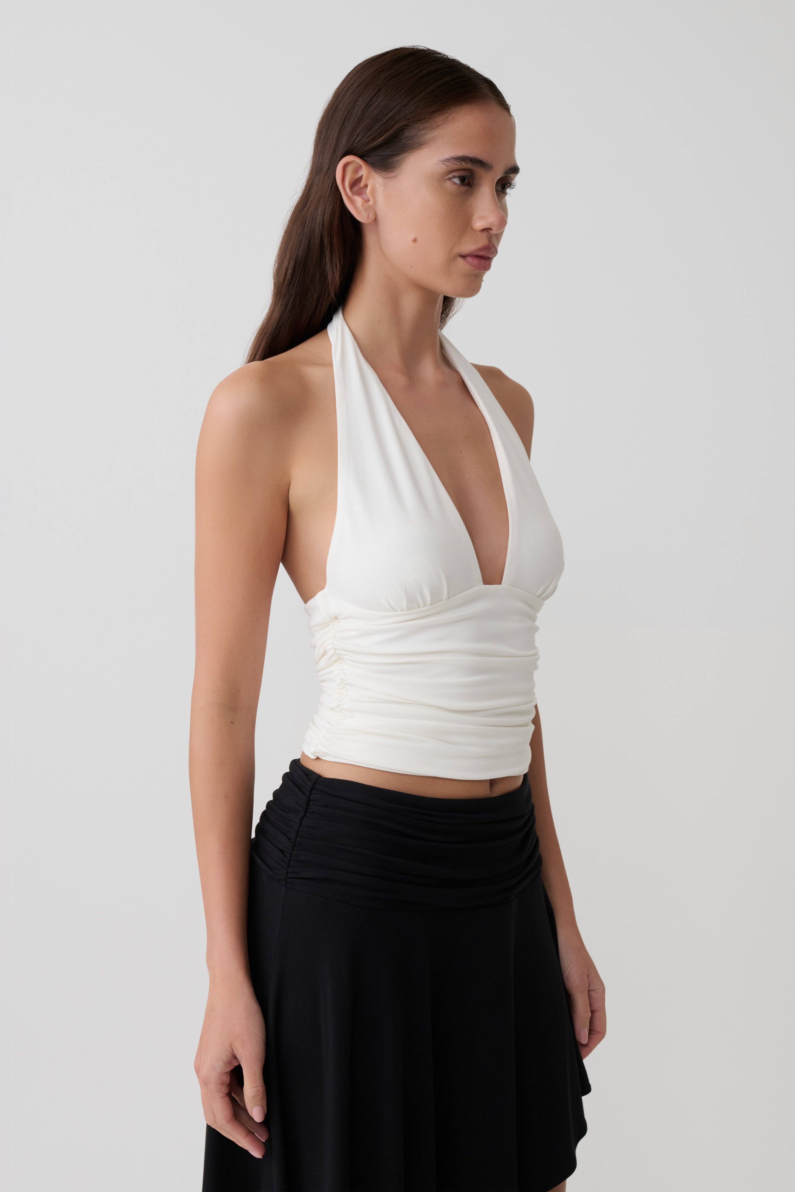 Peregrine Modal Gathered Halter Top - White - Image 5