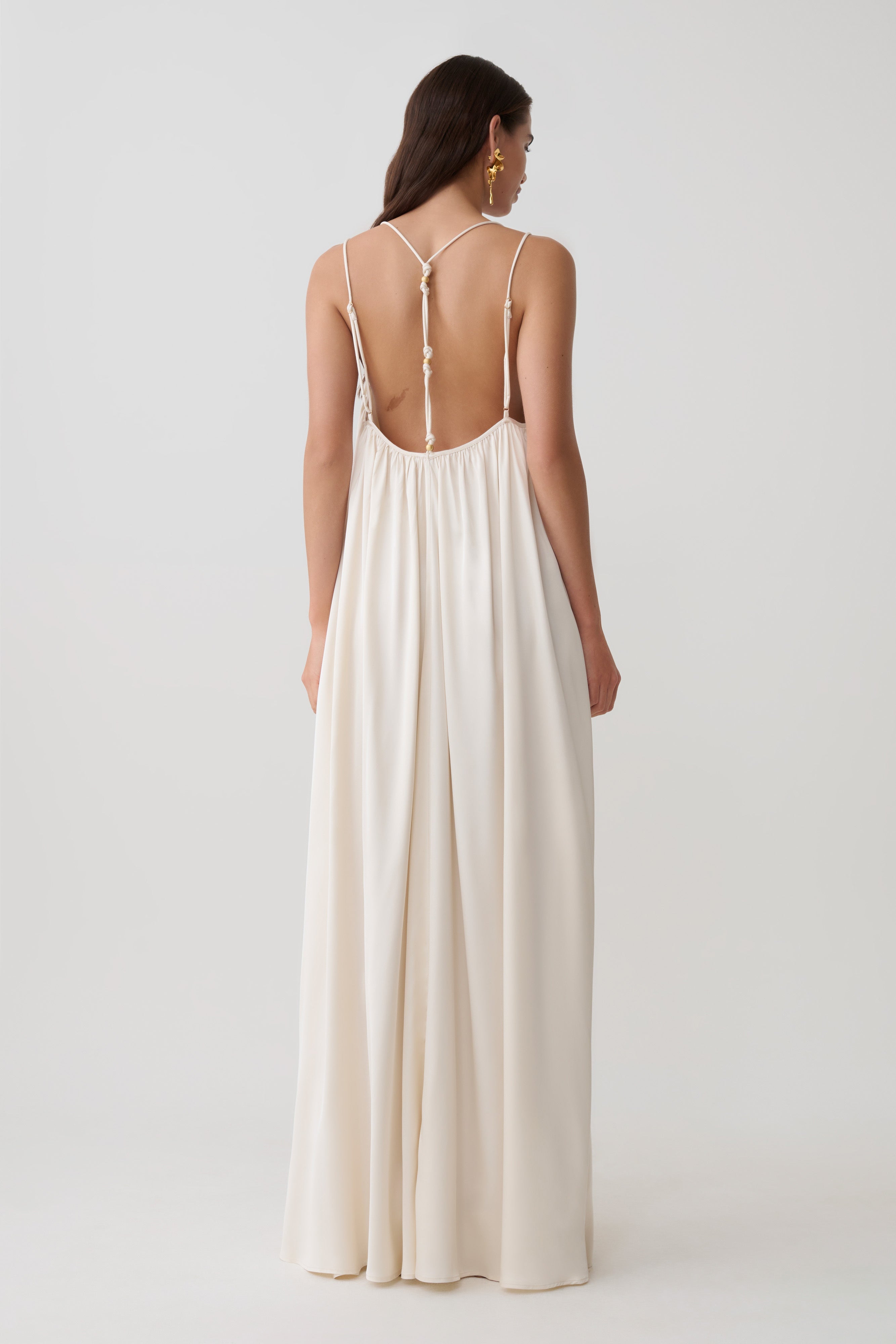 Alternative view of Adriana Satin Gathered Maxi Dress - Buttercream