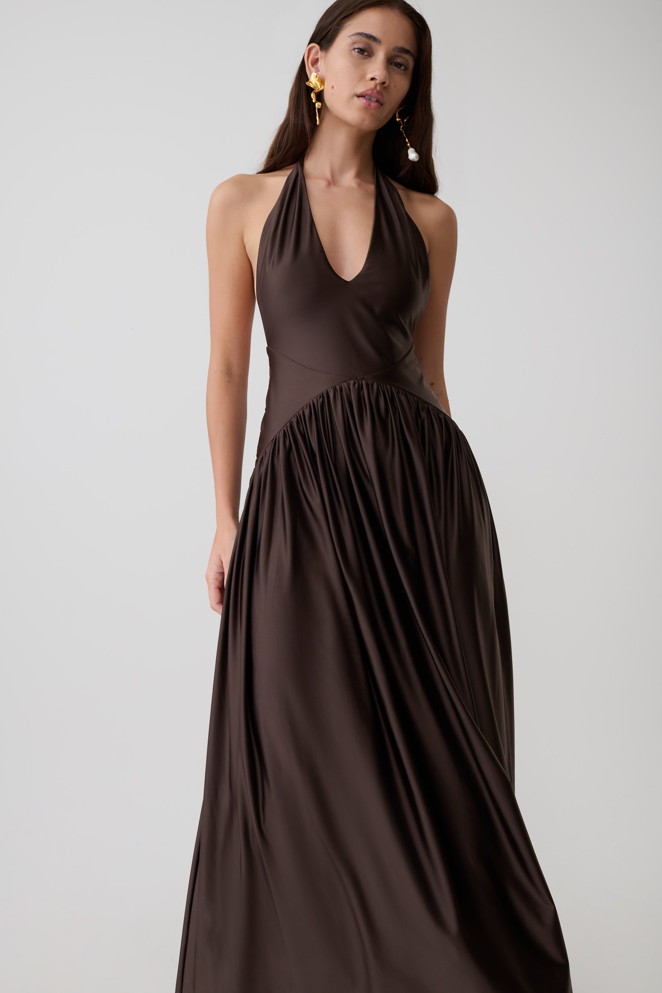 Cypress Halter Maxi Dress - Chocolate - Image 6