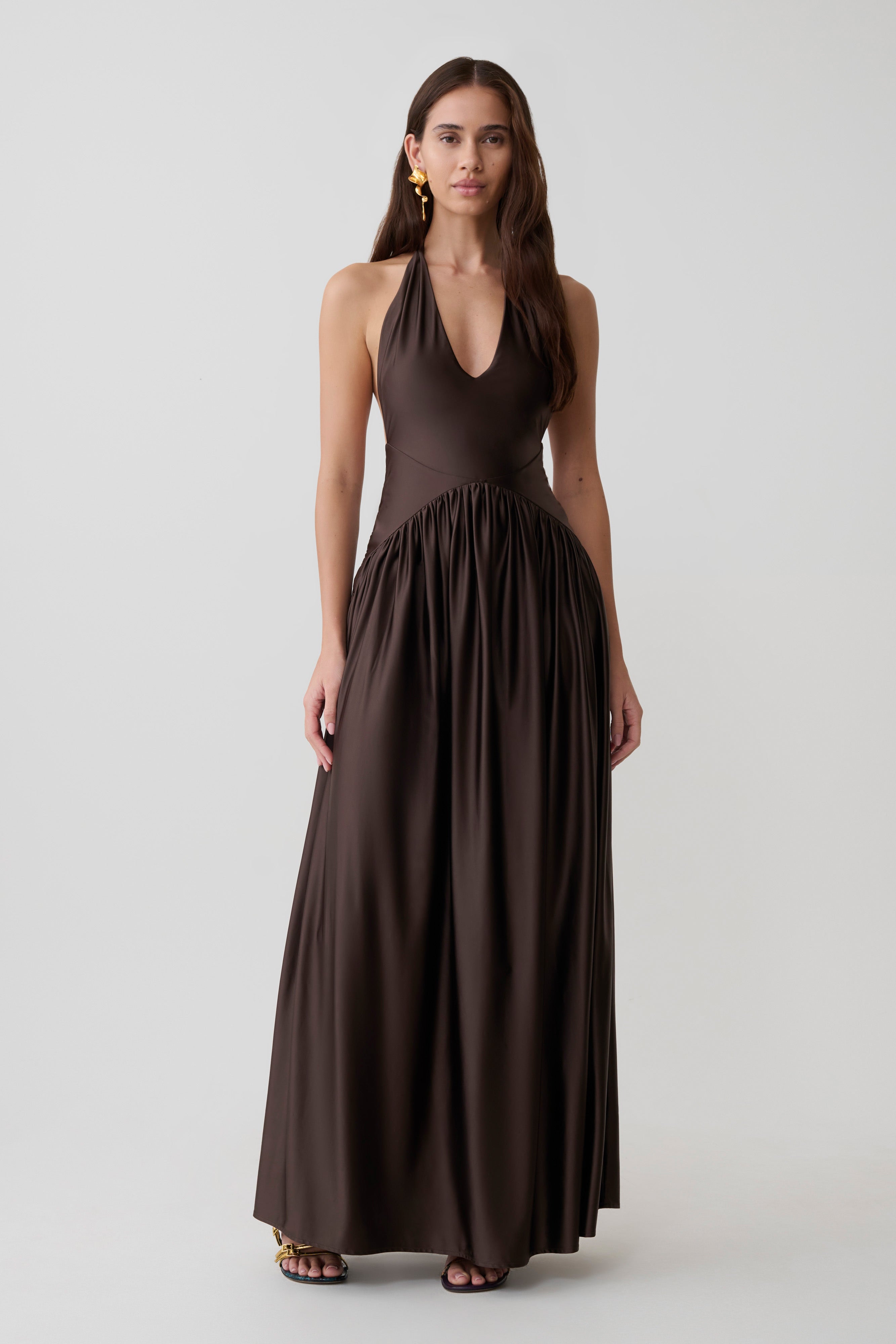 Cypress Halter Maxi Dress - Chocolate - Image 2