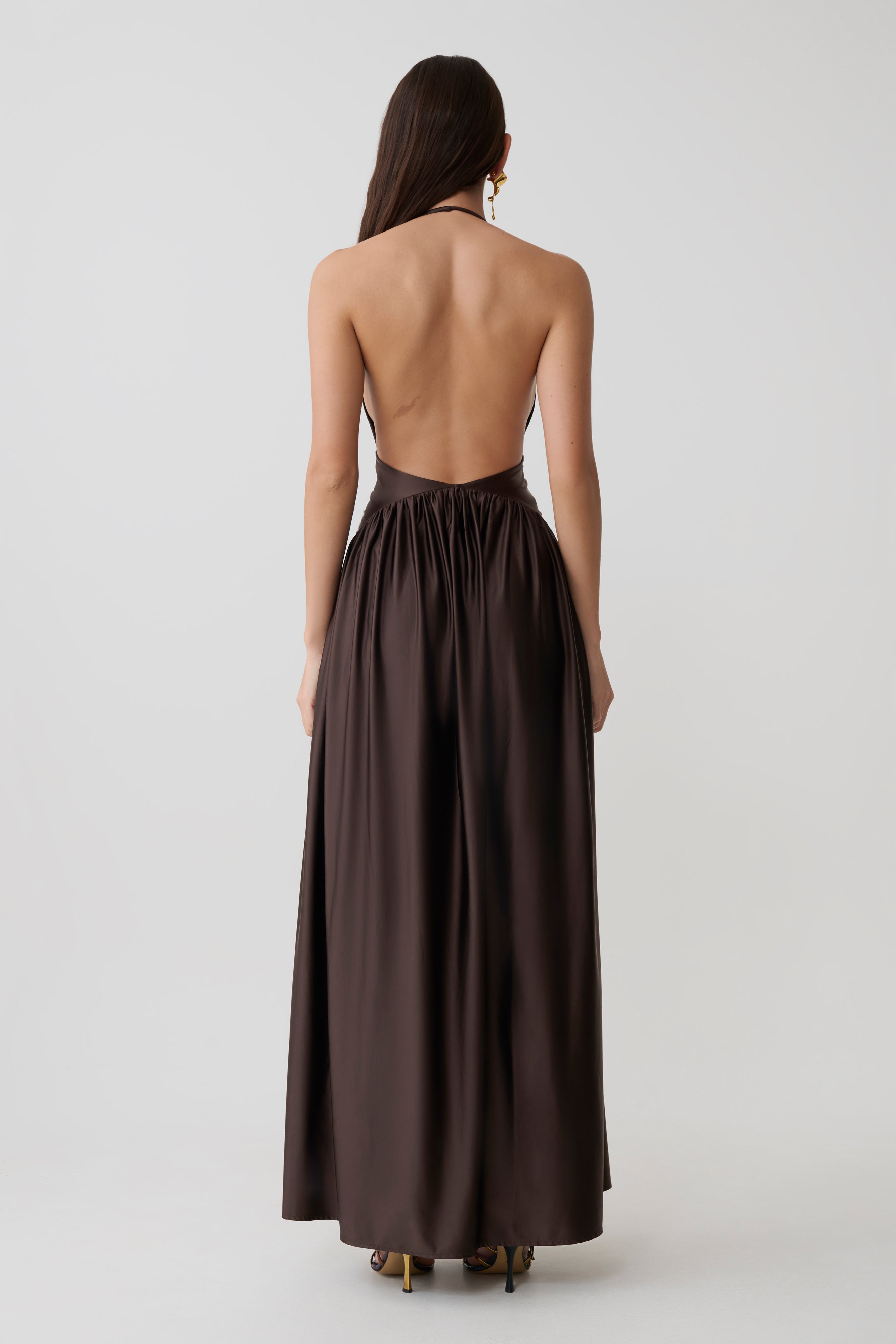 Cypress Halter Maxi Dress - Chocolate - Image 4