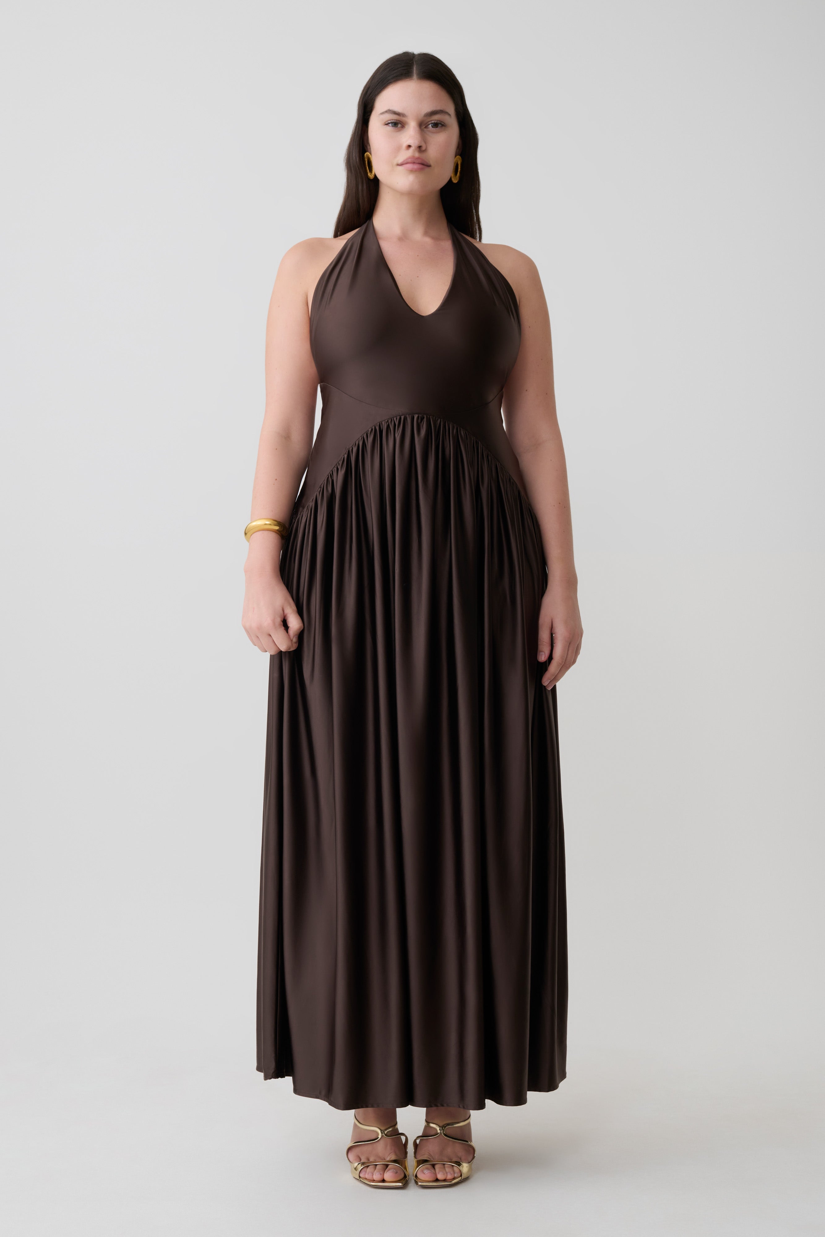 Cypress Halter Maxi Dress - Chocolate - Image 7