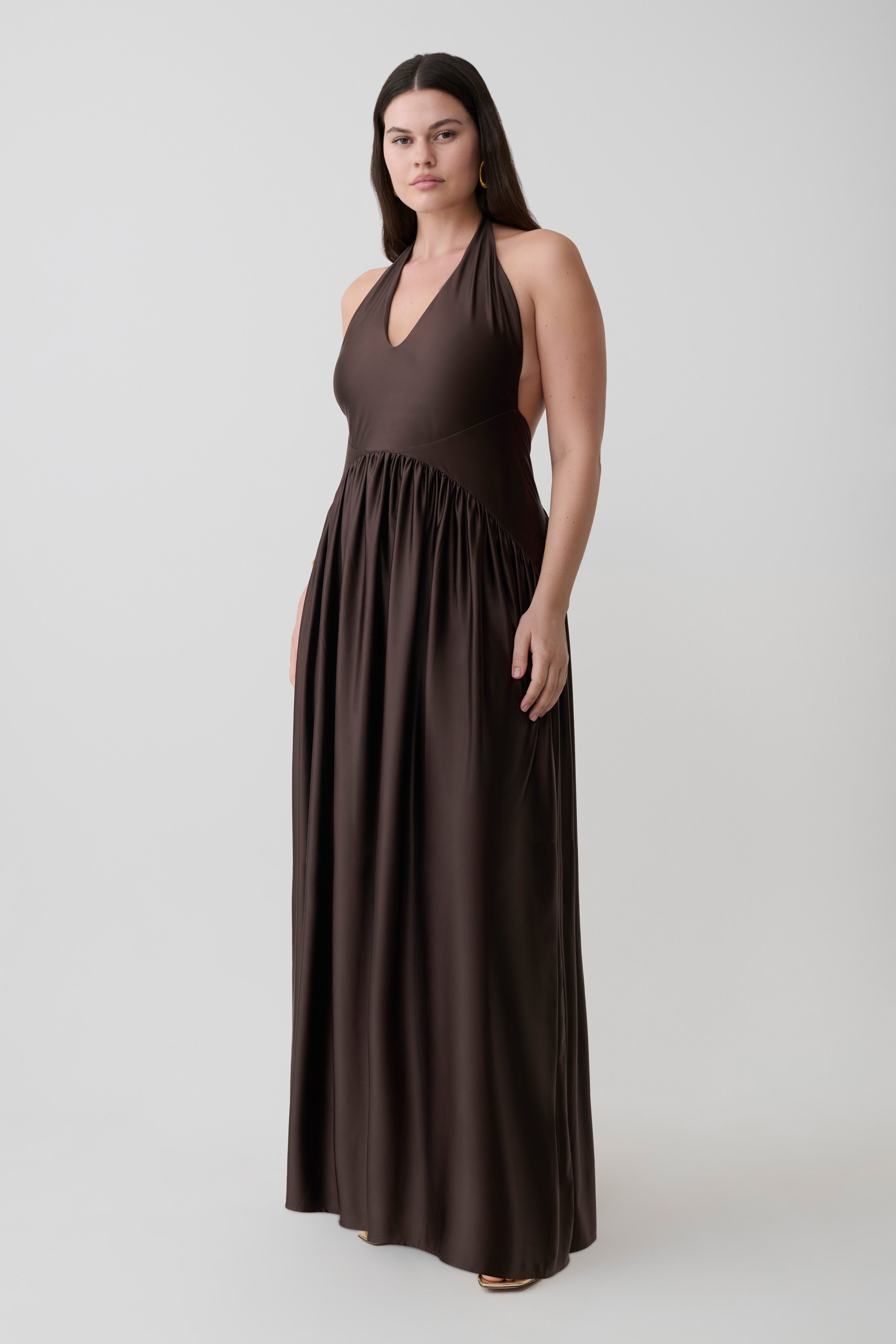 Cypress Halter Maxi Dress - Chocolate - Image 9
