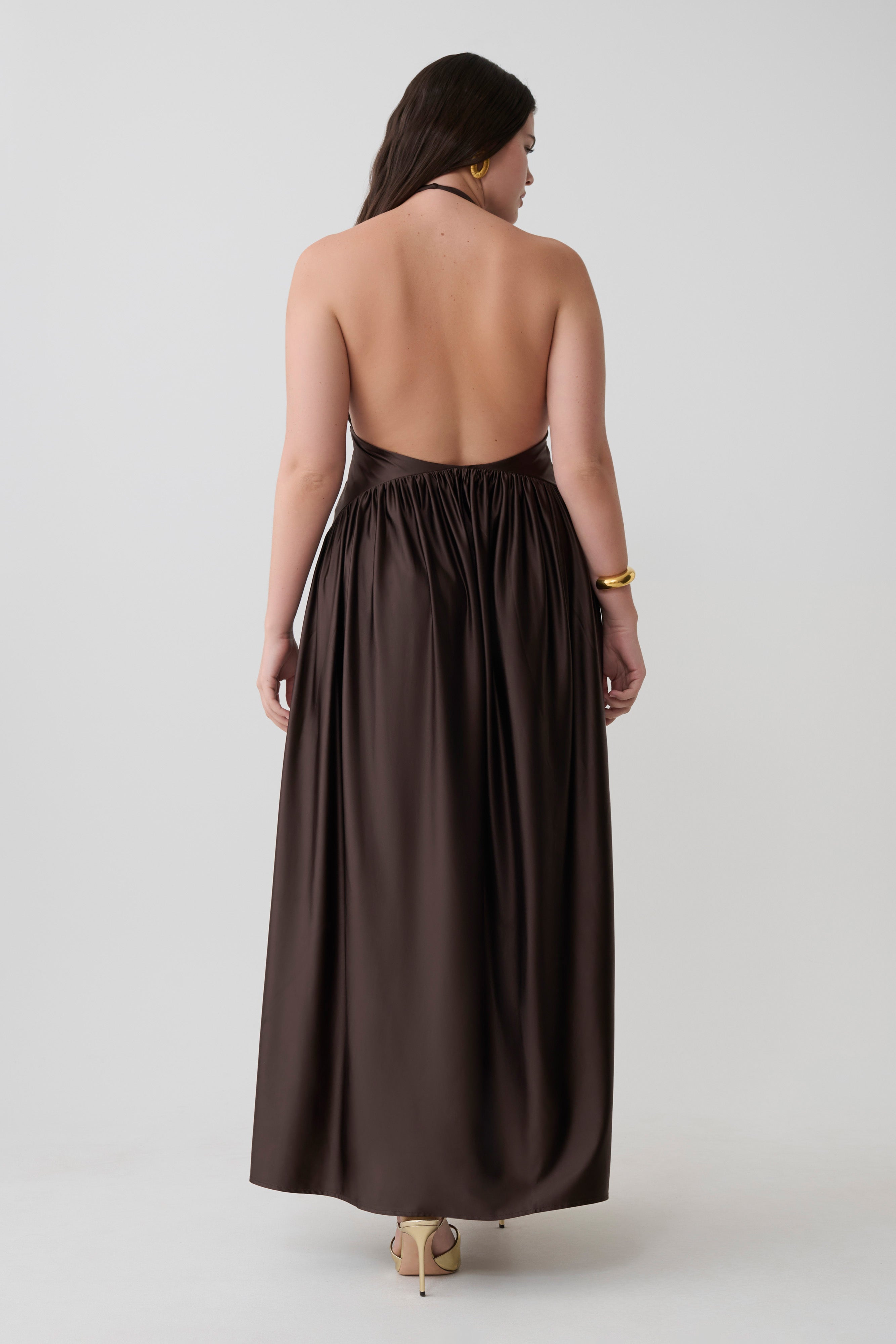 Cypress Halter Maxi Dress - Chocolate - Image 8