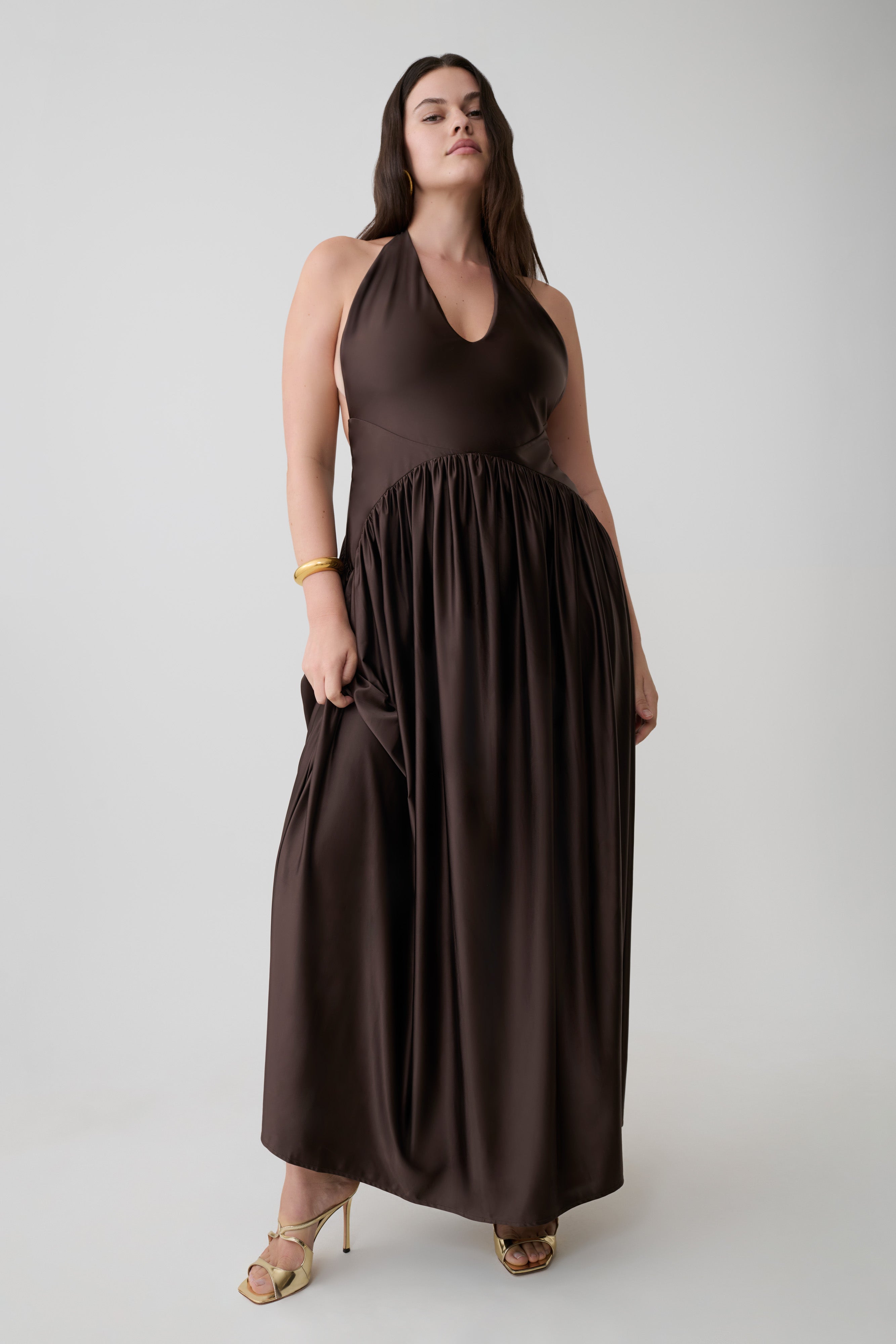 Cypress Halter Maxi Dress - Chocolate - Image 10