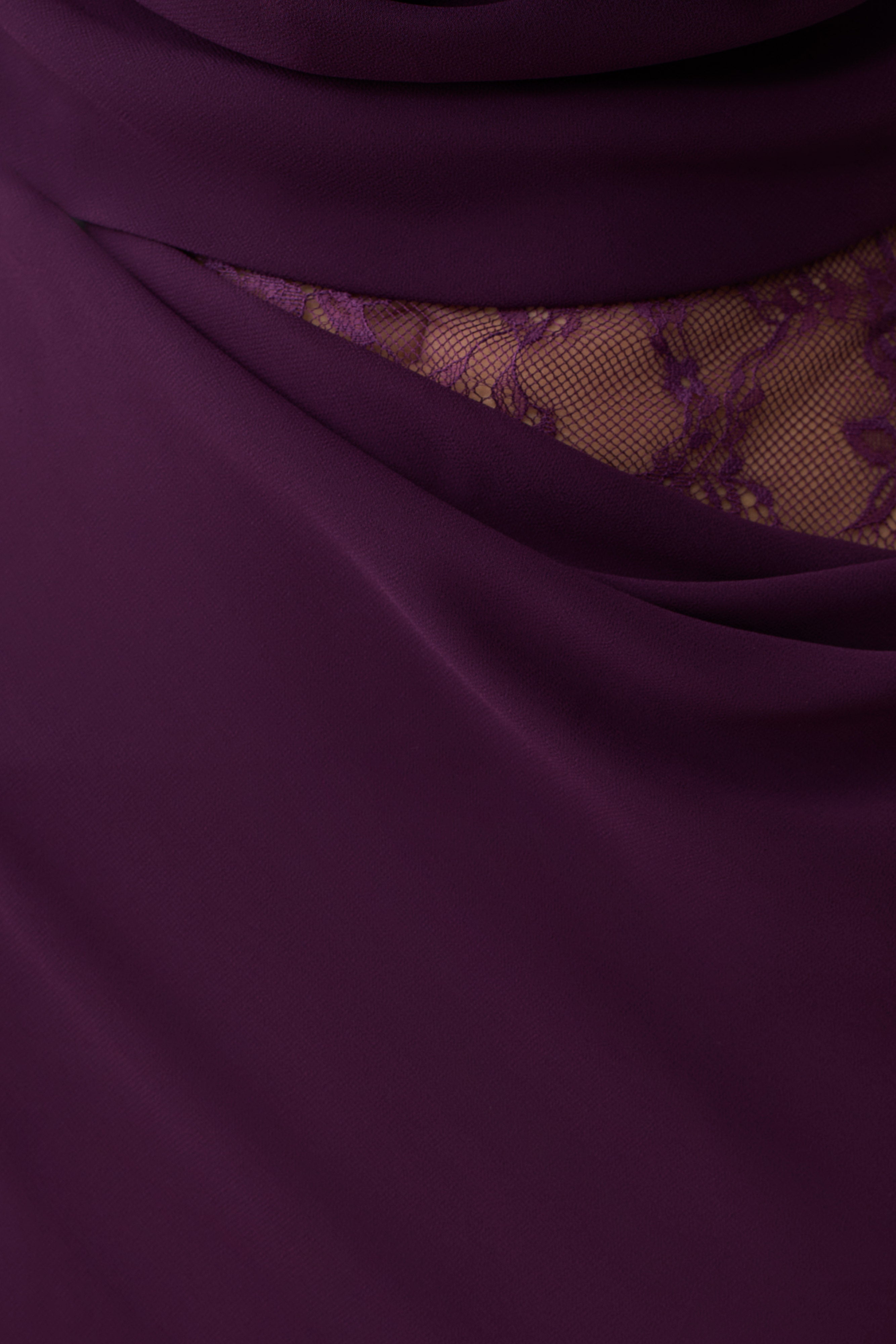 Arra Chiffon And Lace Halter Maxi Dress - Plum - Image 4