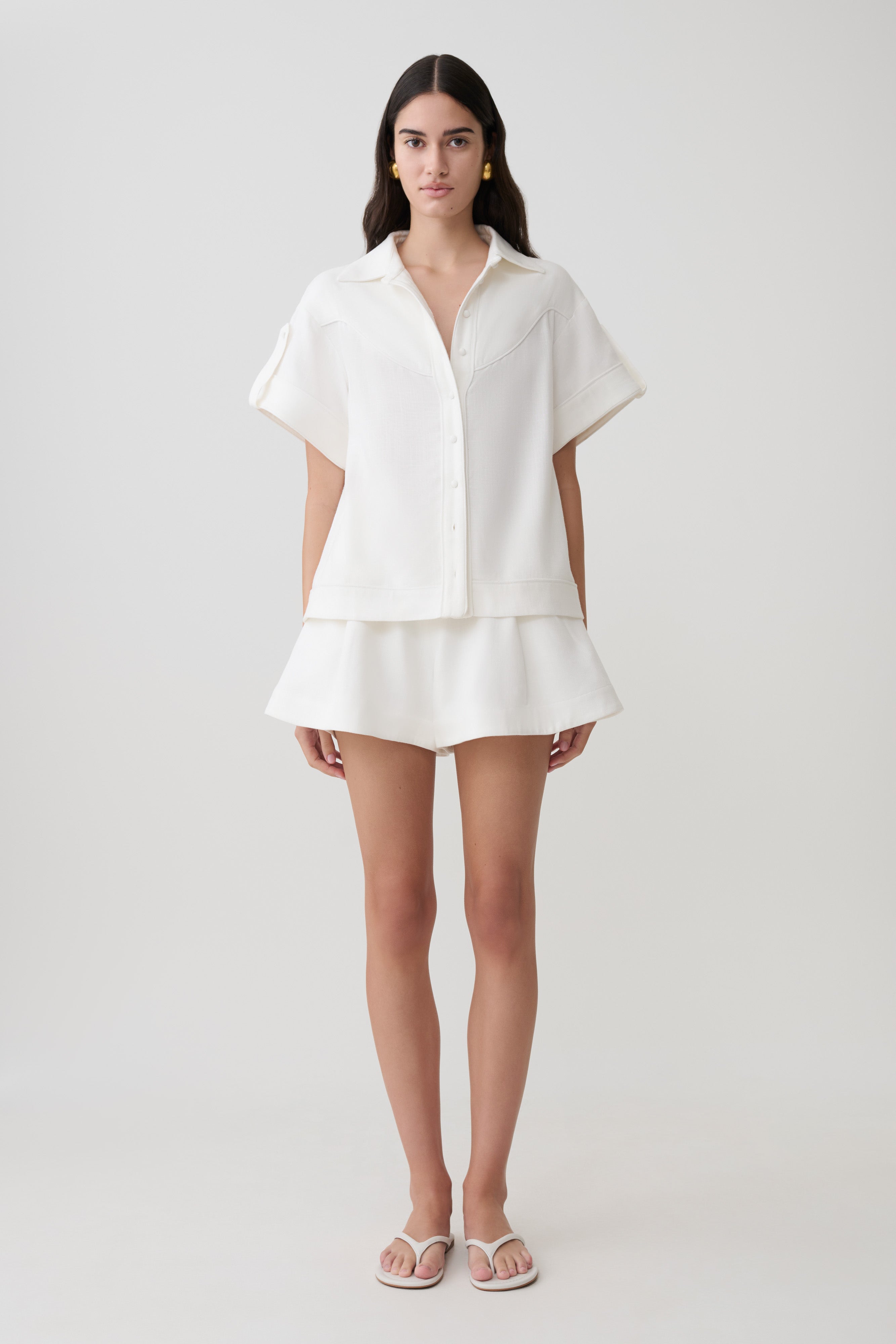 Selena Linen Short Sleeve Shirt - White - Image 6