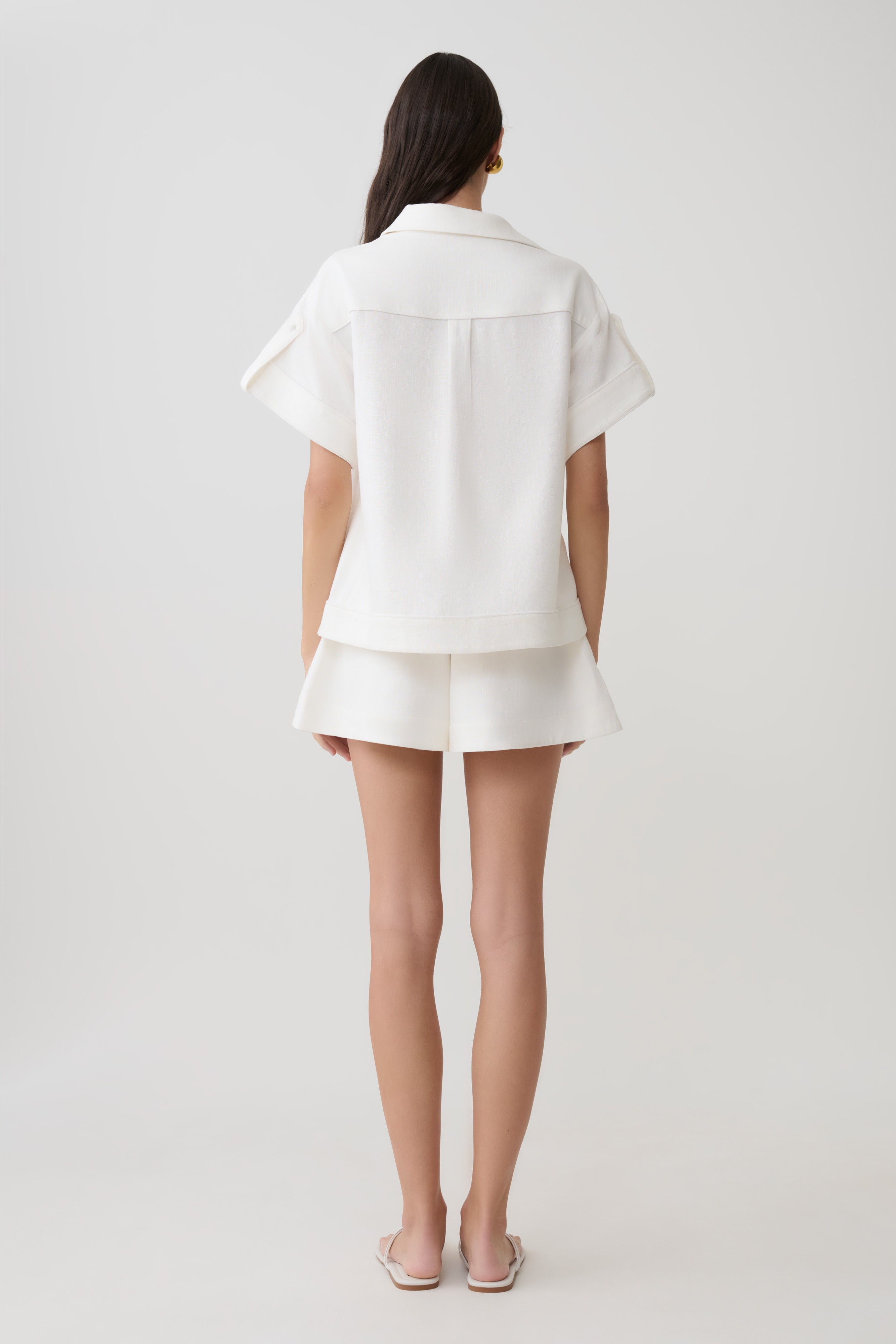 Selena Linen Short Sleeve Shirt - White - Image 5