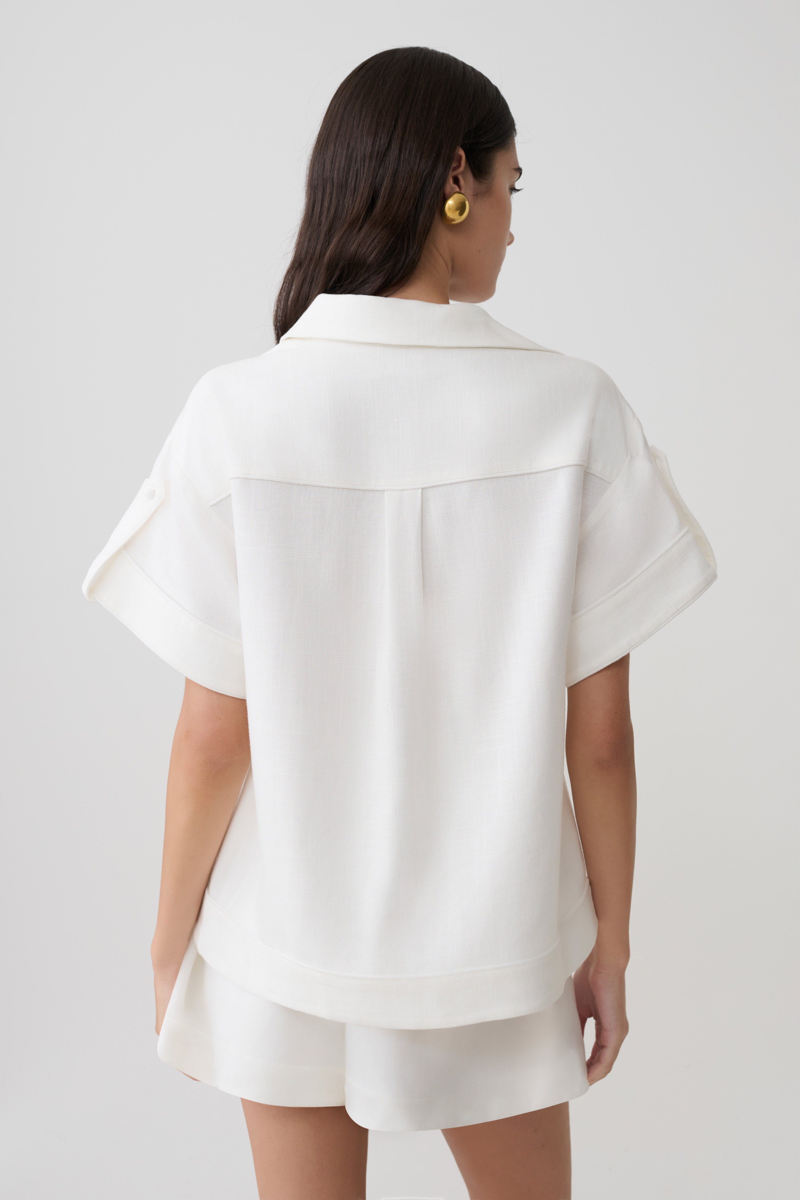 Alternative view of Selena Linen Short Sleeve Shirt - White