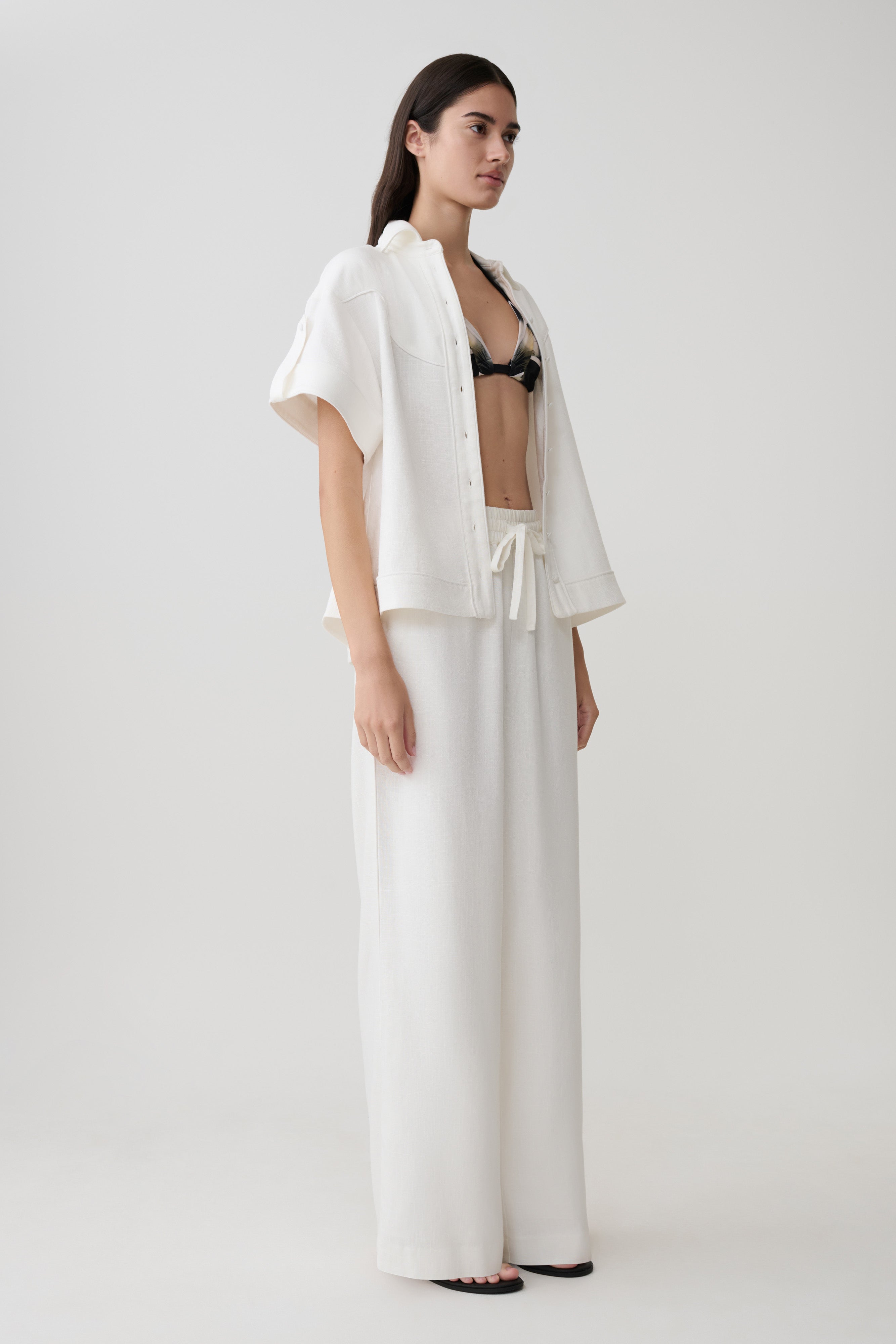 Selena Linen Straight Leg Pant - White - Image 5