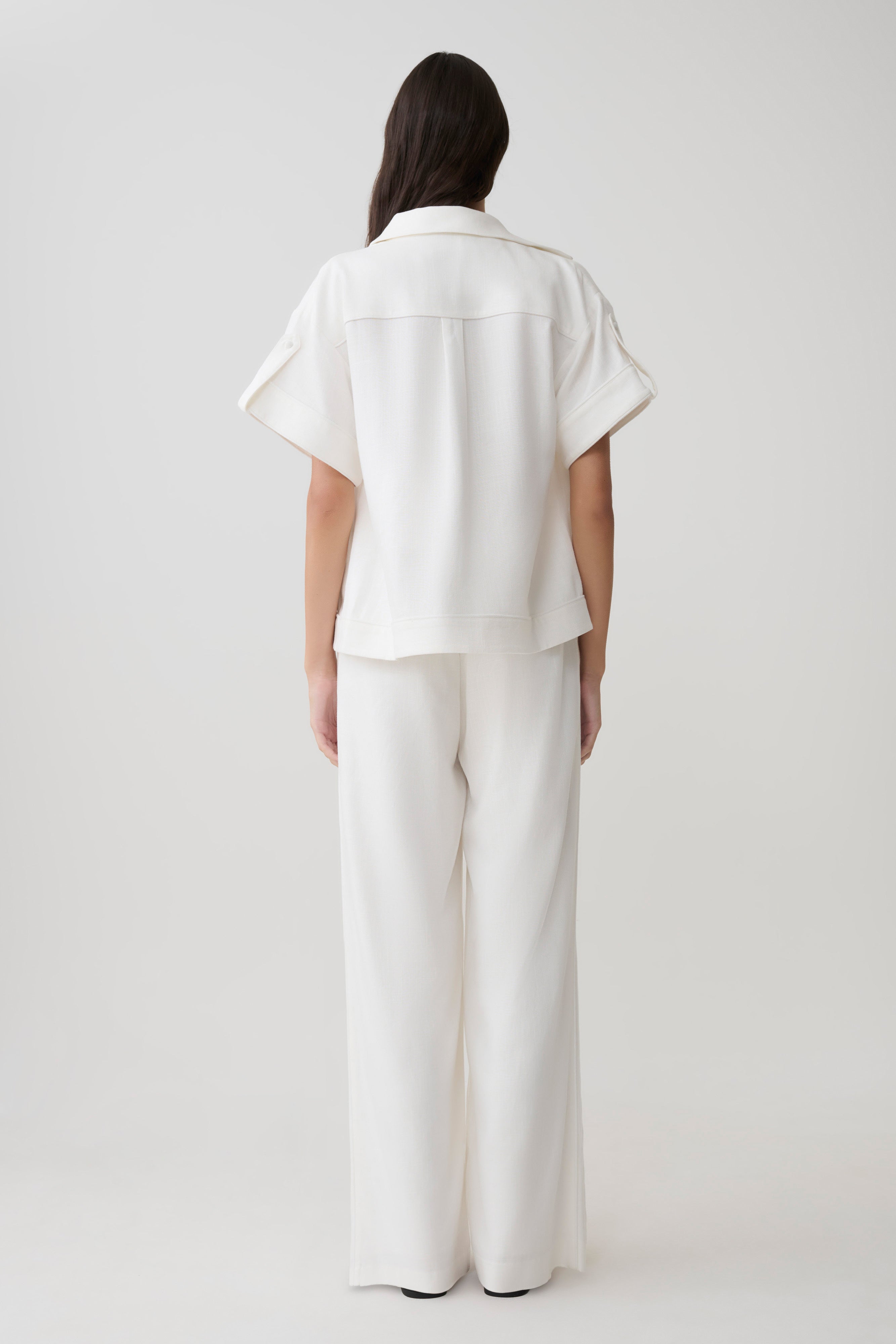 Selena Linen Straight Leg Pant - White - Image 6