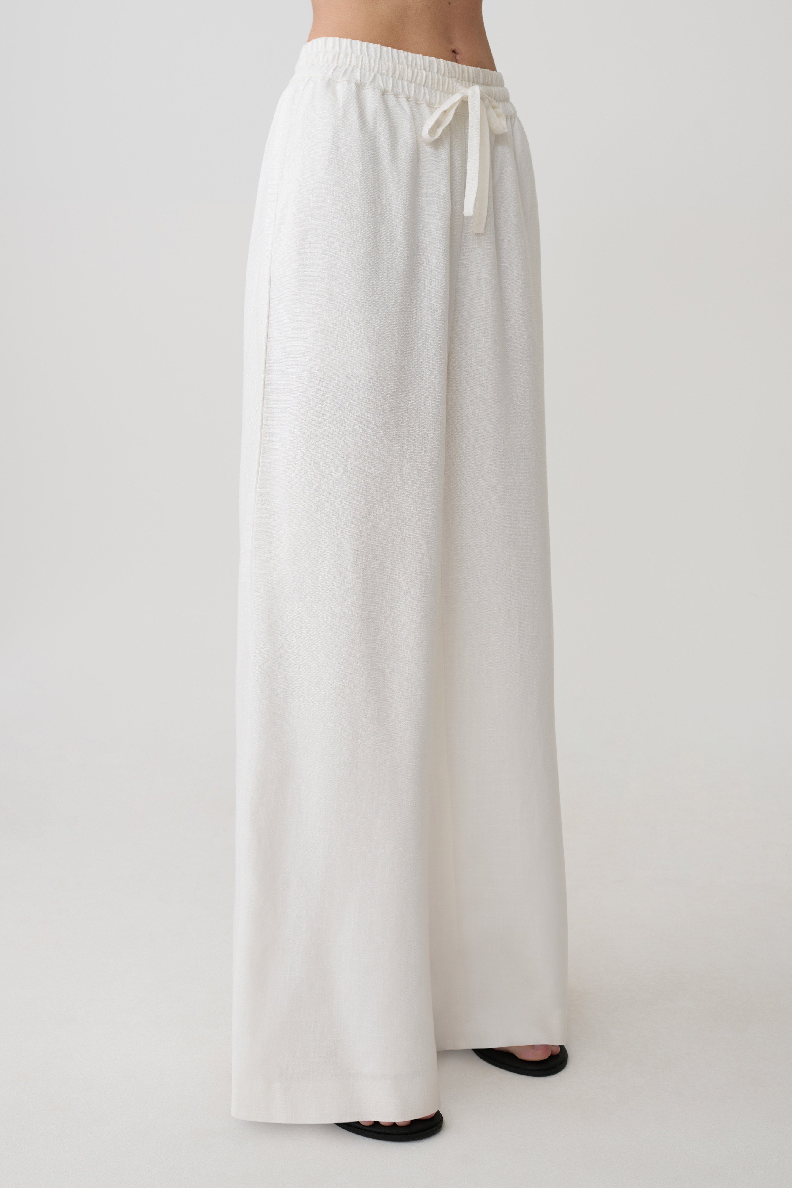 Selena Linen Straight Leg Pant - White - Image 4