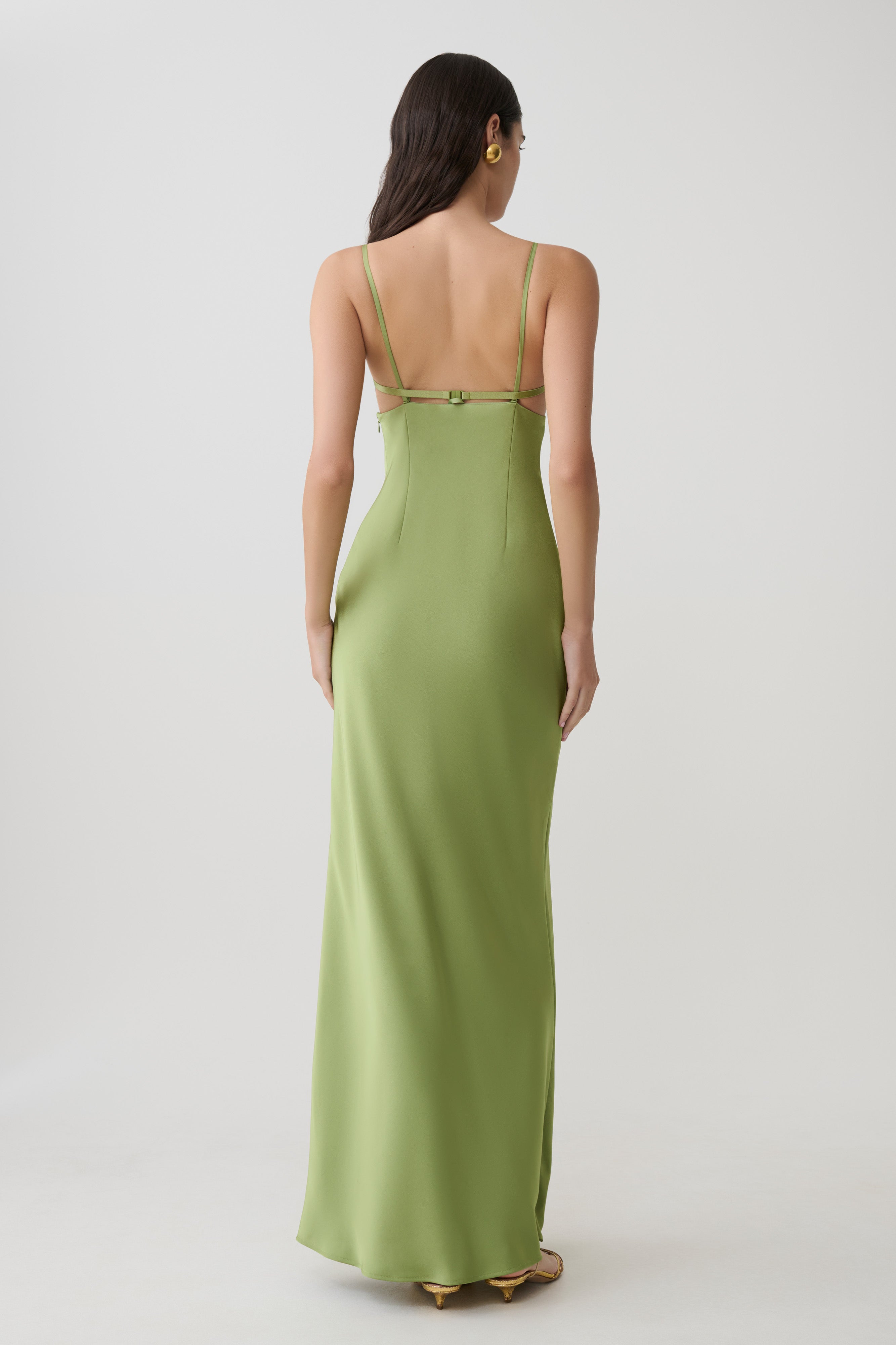 Alternative view of Fiorella Embellished Satin Maxi Dress - Pistachio