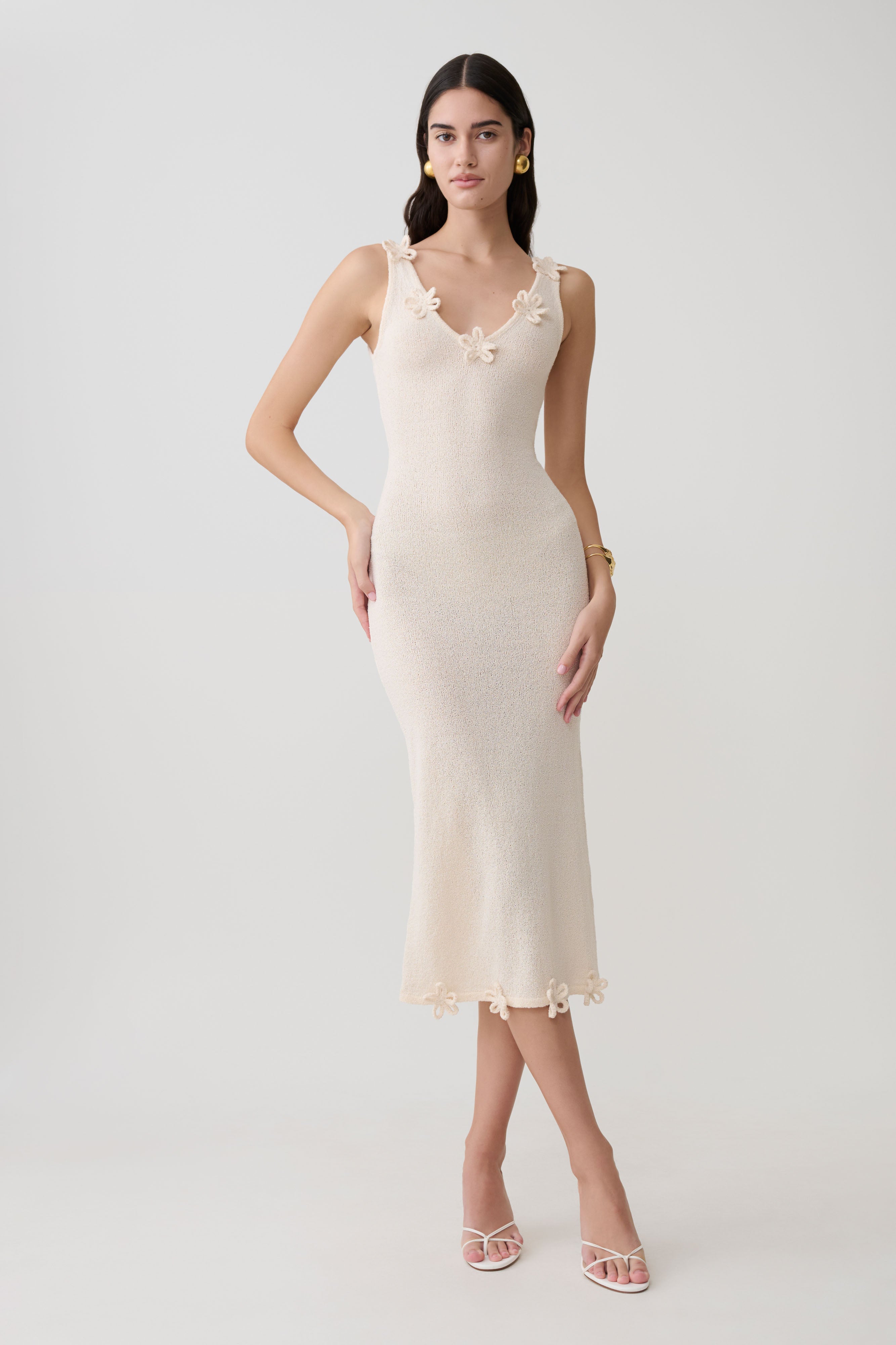 Rachael Knit Midi Dress - Nude - Image 5