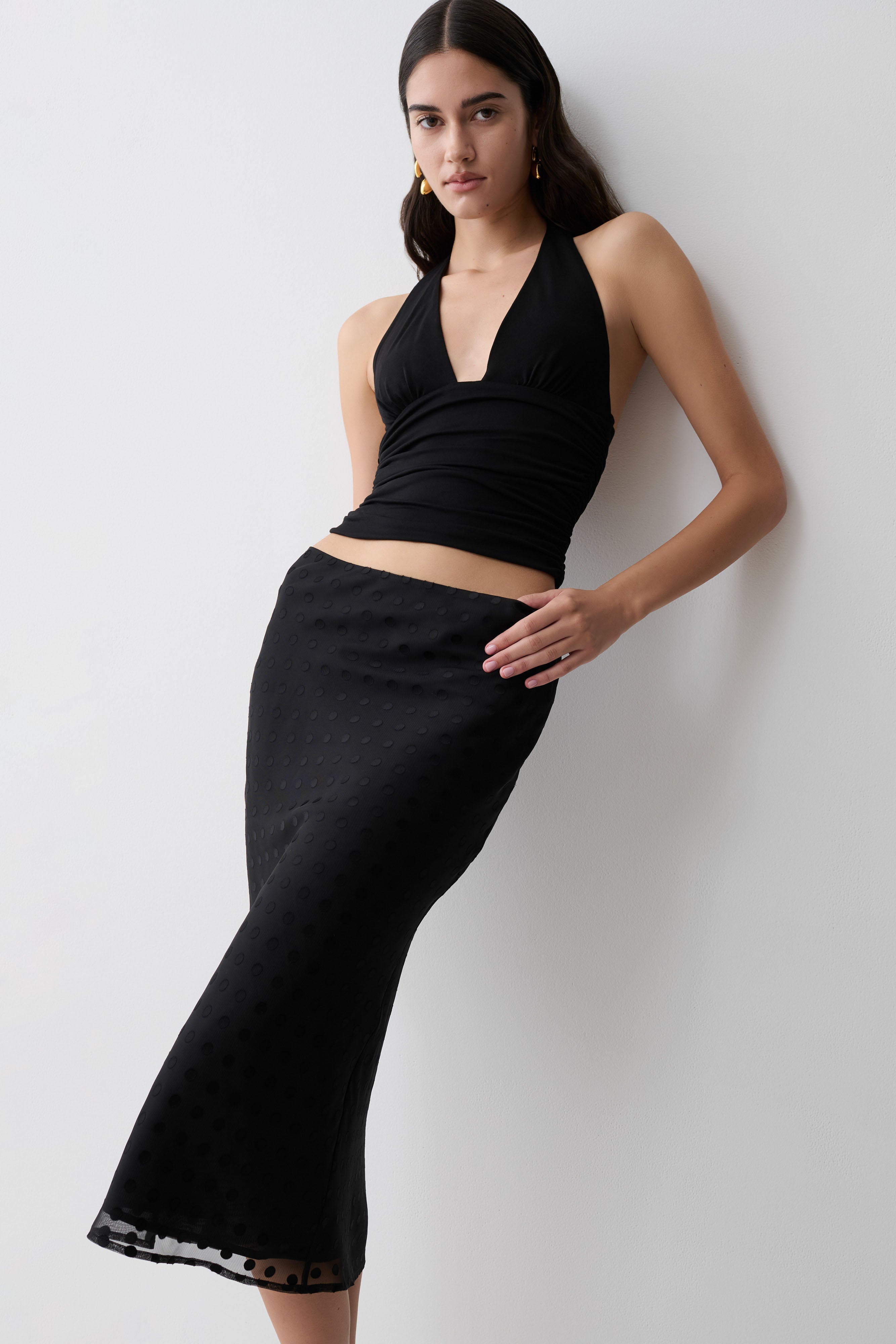 Lilah Devore Midi Skirt - Black - Image 3