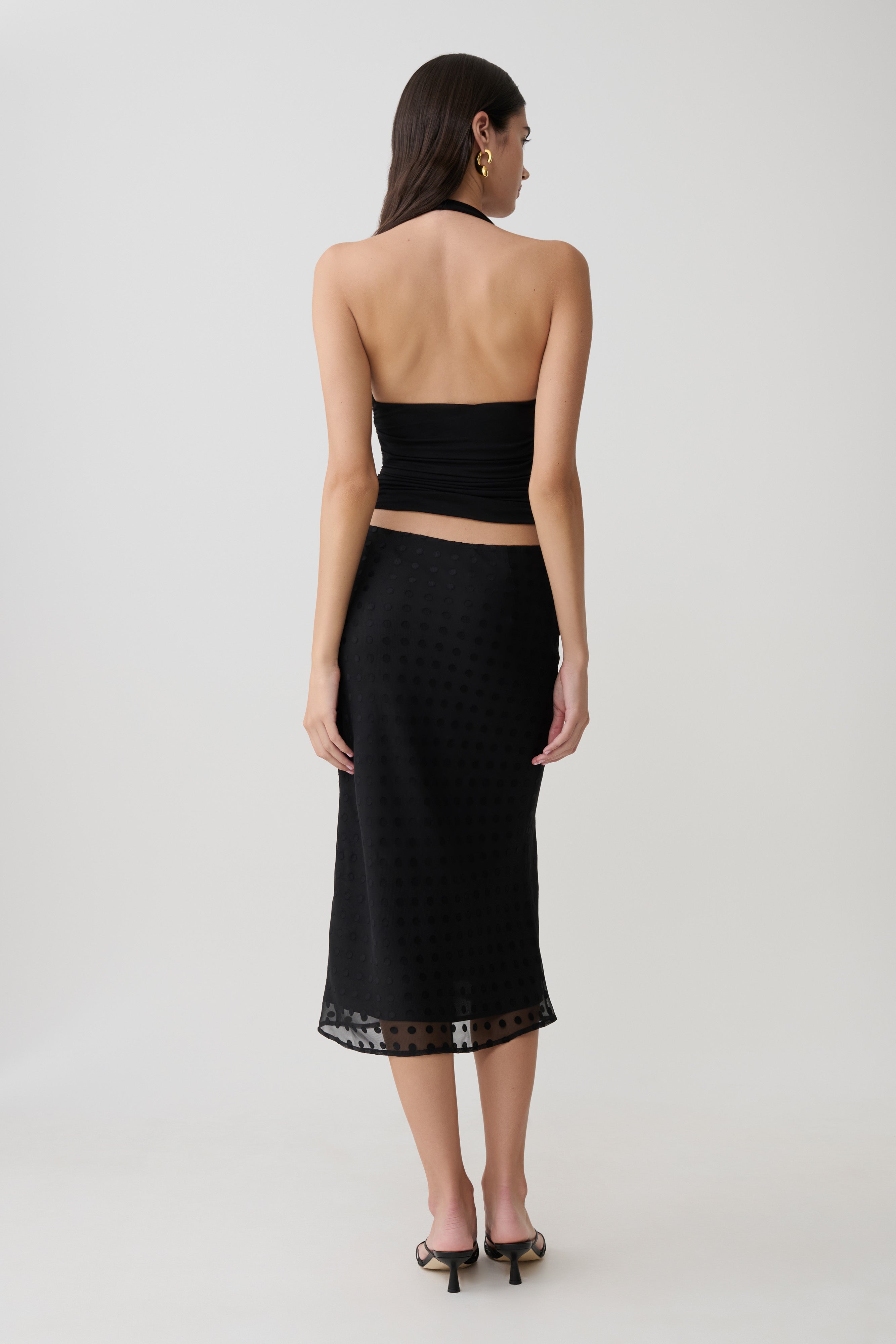 Lilah Devore Midi Skirt - Black - Image 2