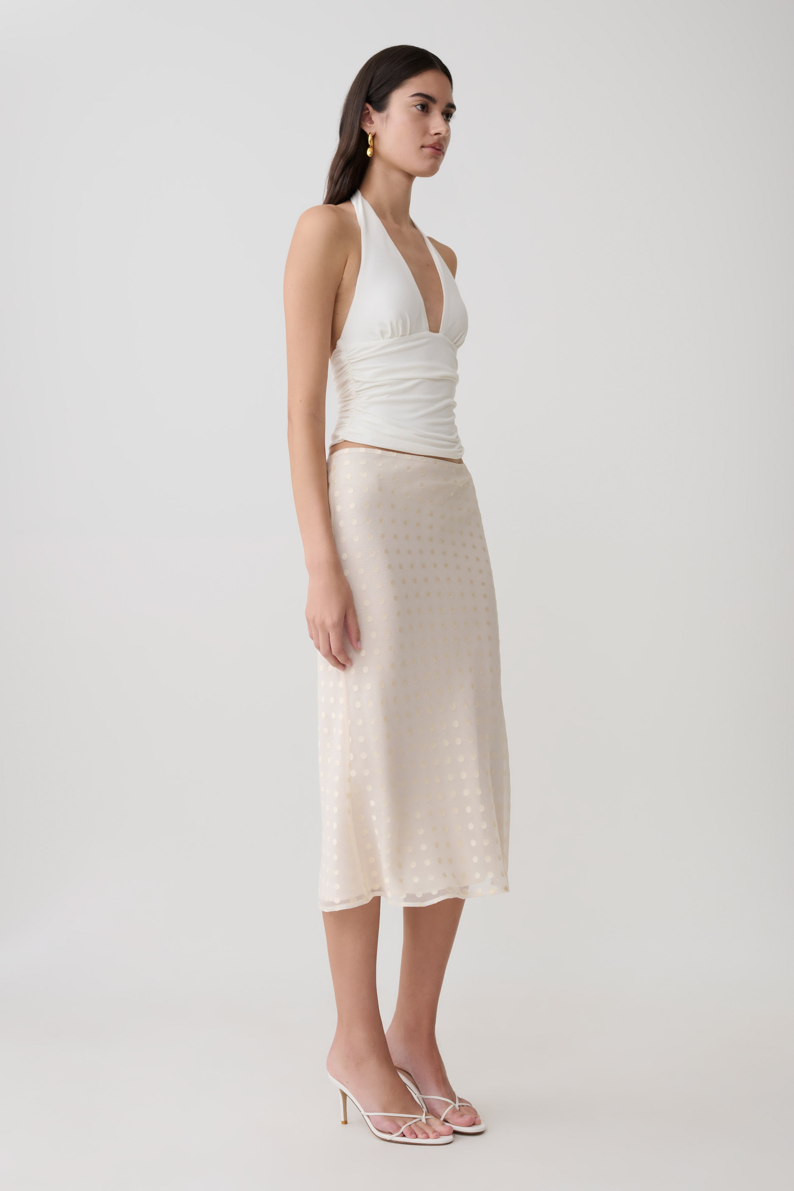 Lilah Devore Midi Skirt - Ivory - Image 4