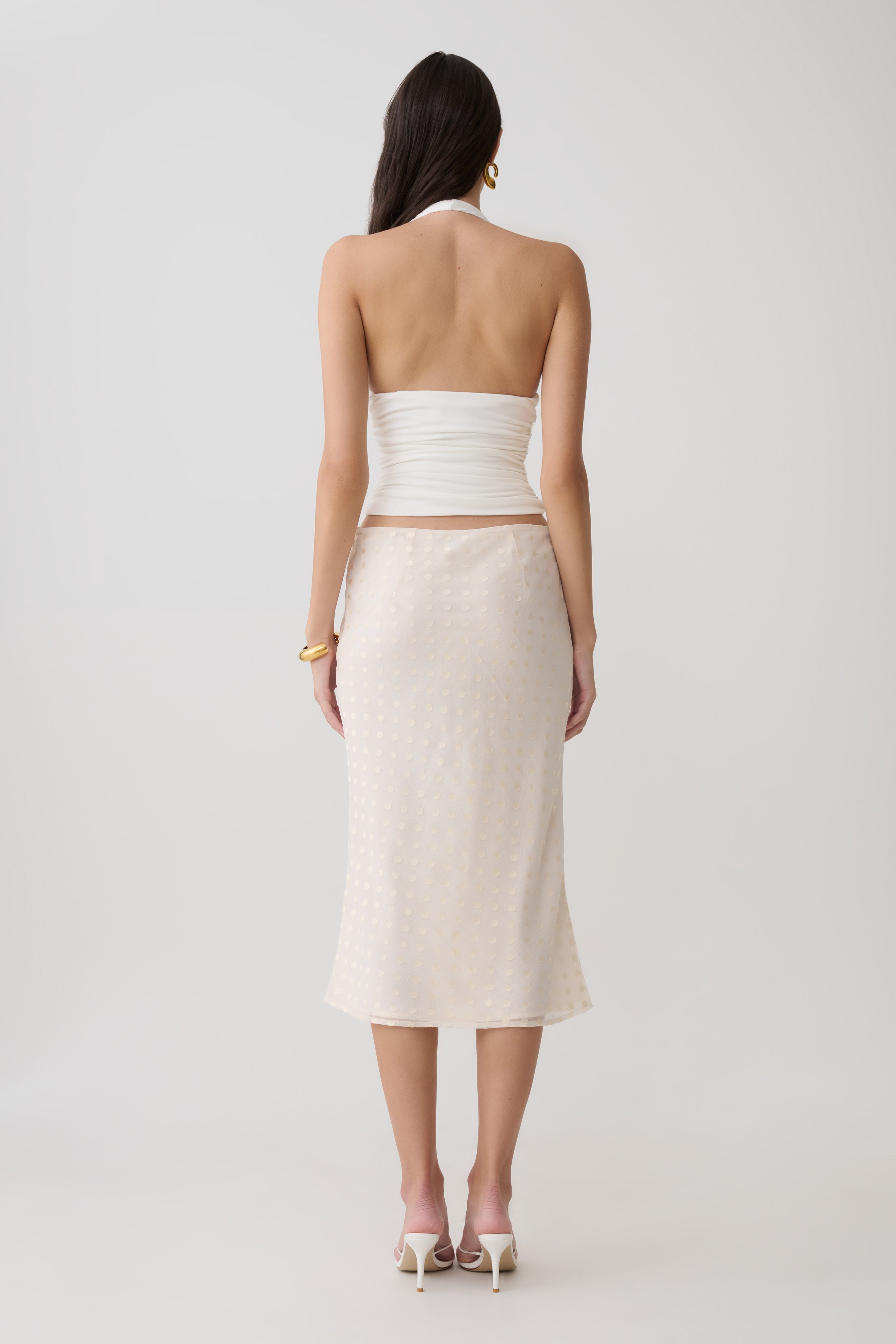 Alternative view of Lilah Devore Midi Skirt - Ivory