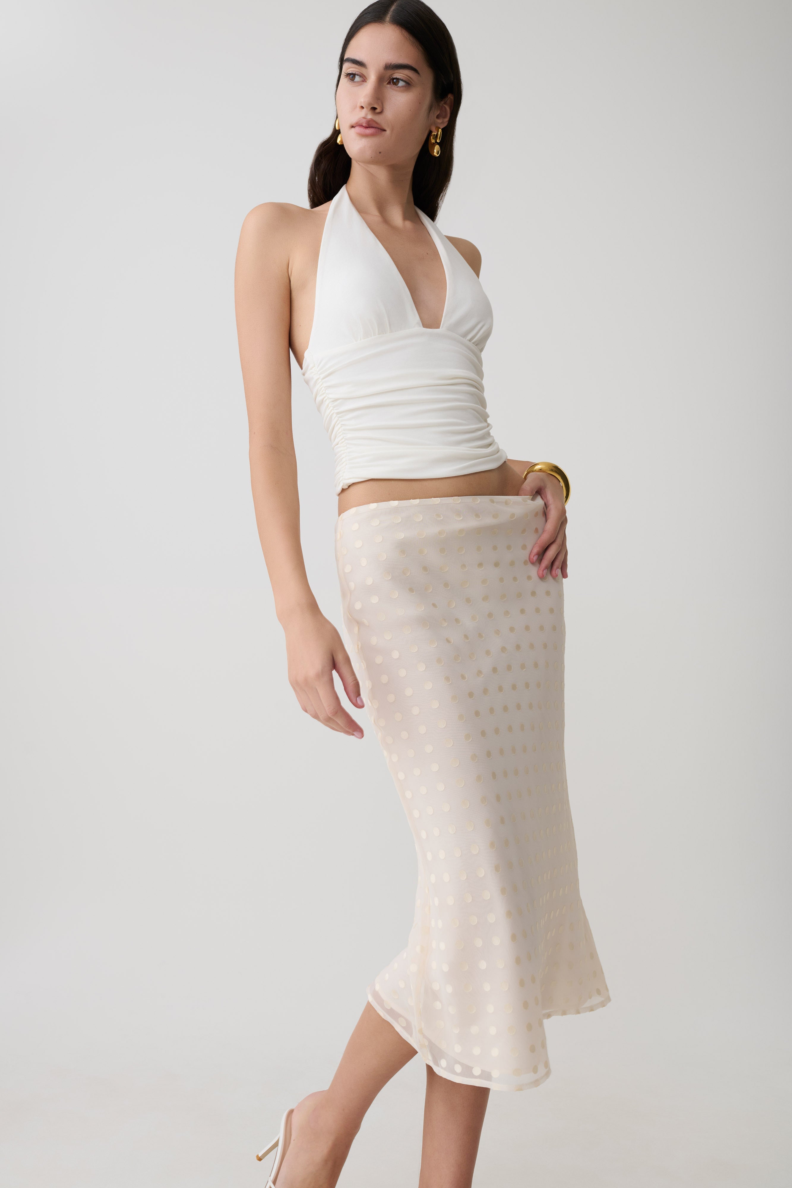 Lilah Devore Midi Skirt - Ivory - Image 3