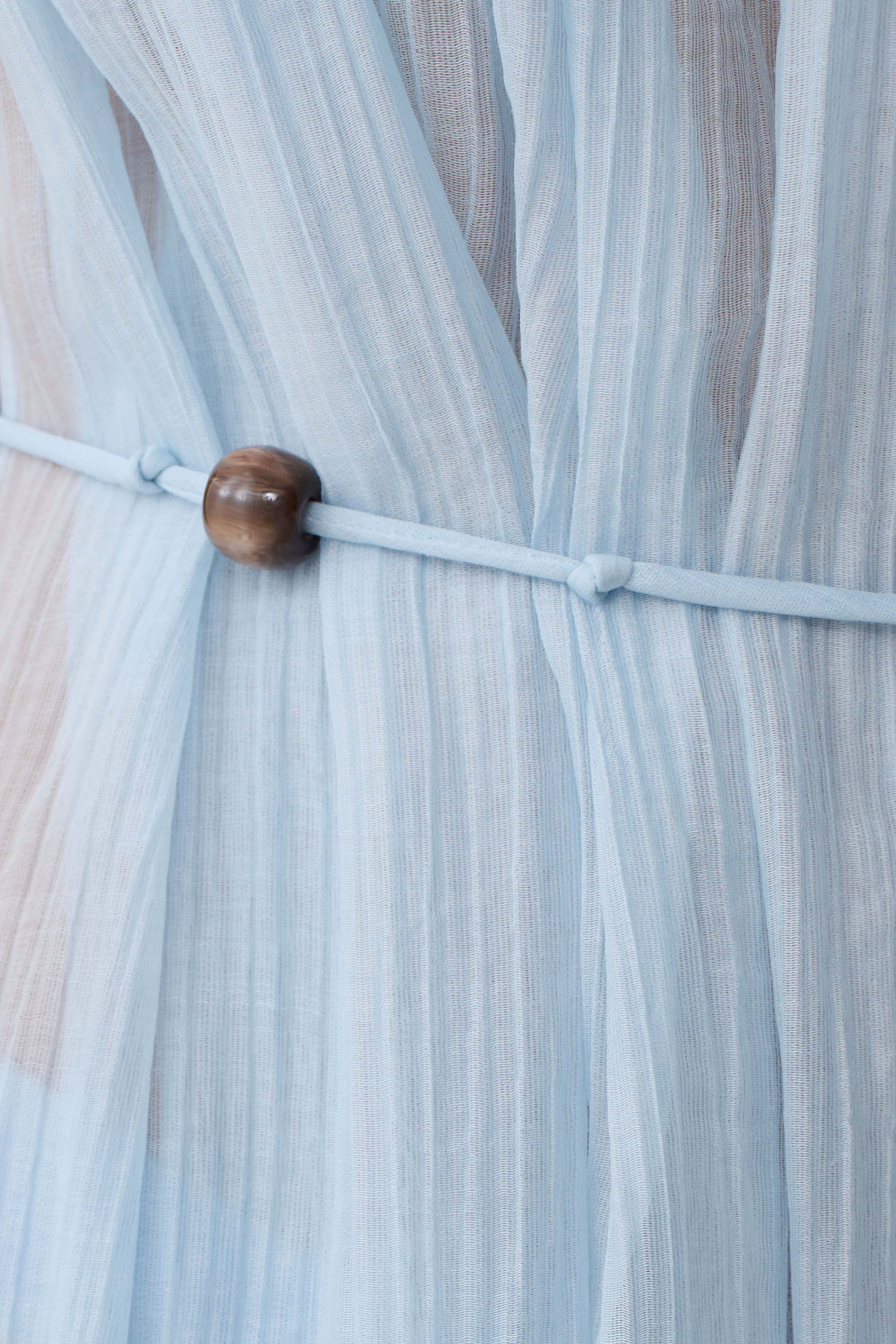 Kai Beaded Draped Scarf Top - Pale Blue - Image 8