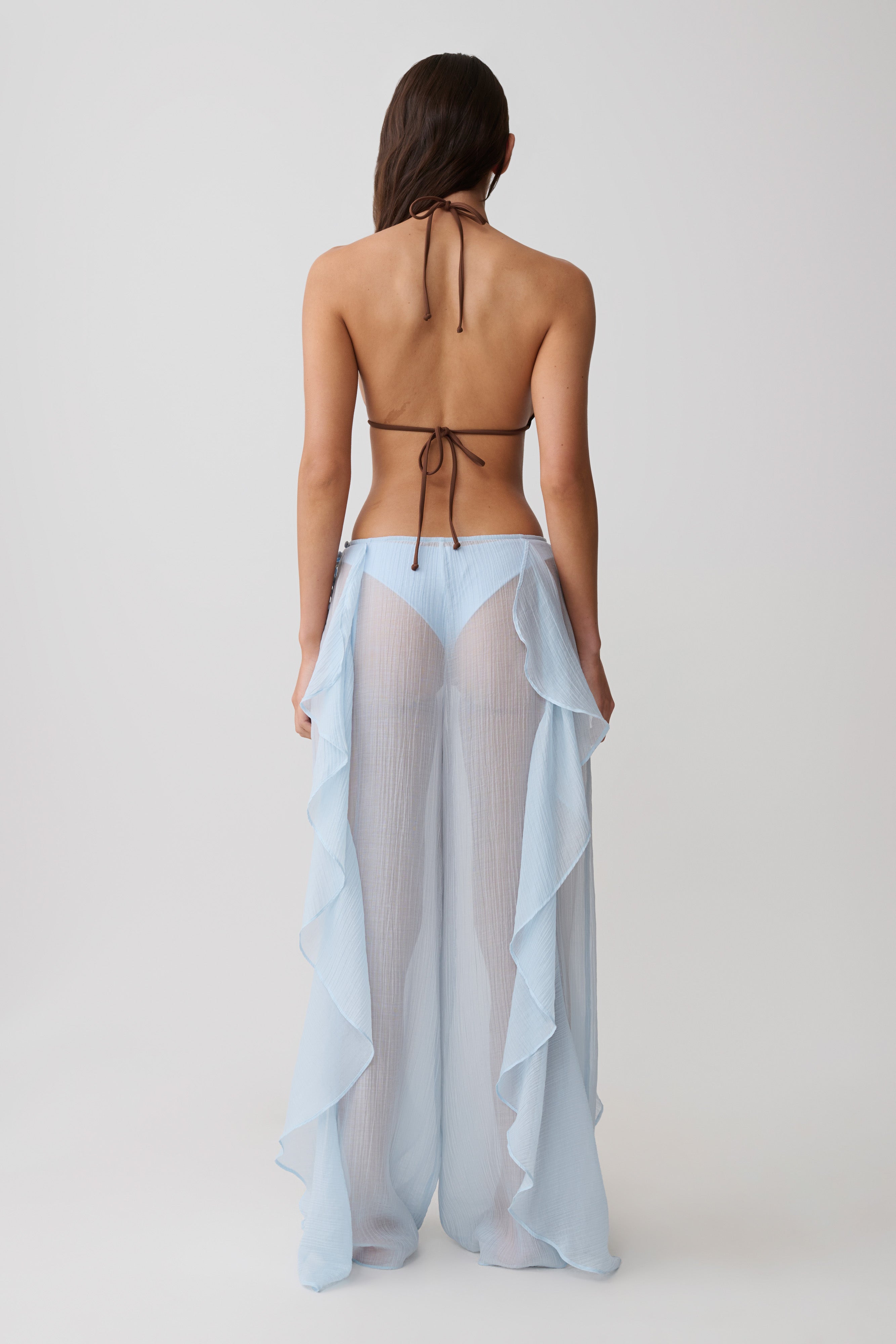 Kai Sheer Draped Ruffle Pant - Pale Blue - Image 2