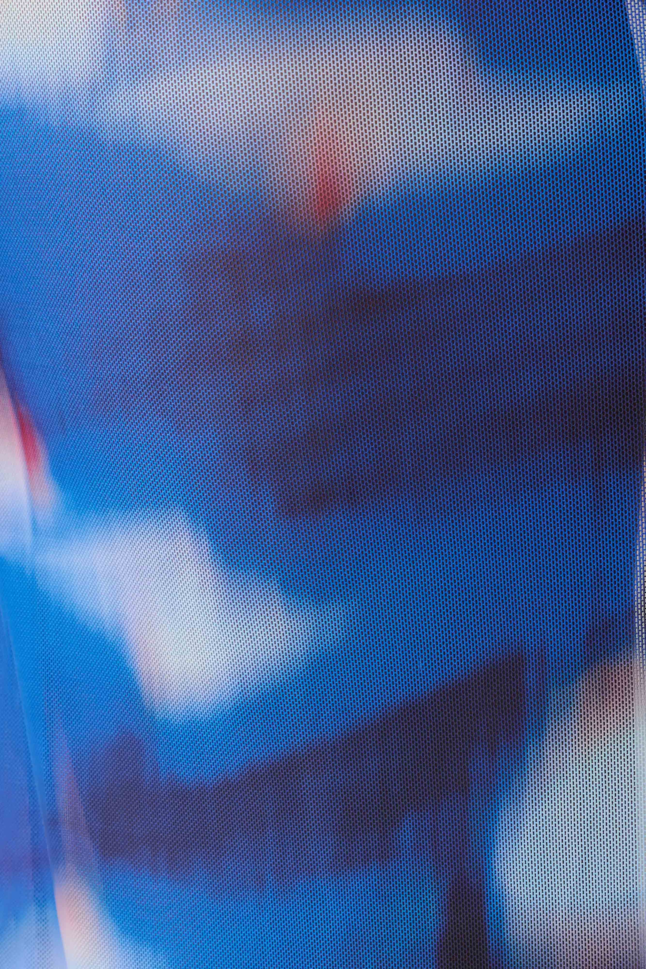 Ethel Mesh Cowl Plunge Maxi - Blue Abstract Print - Image 7