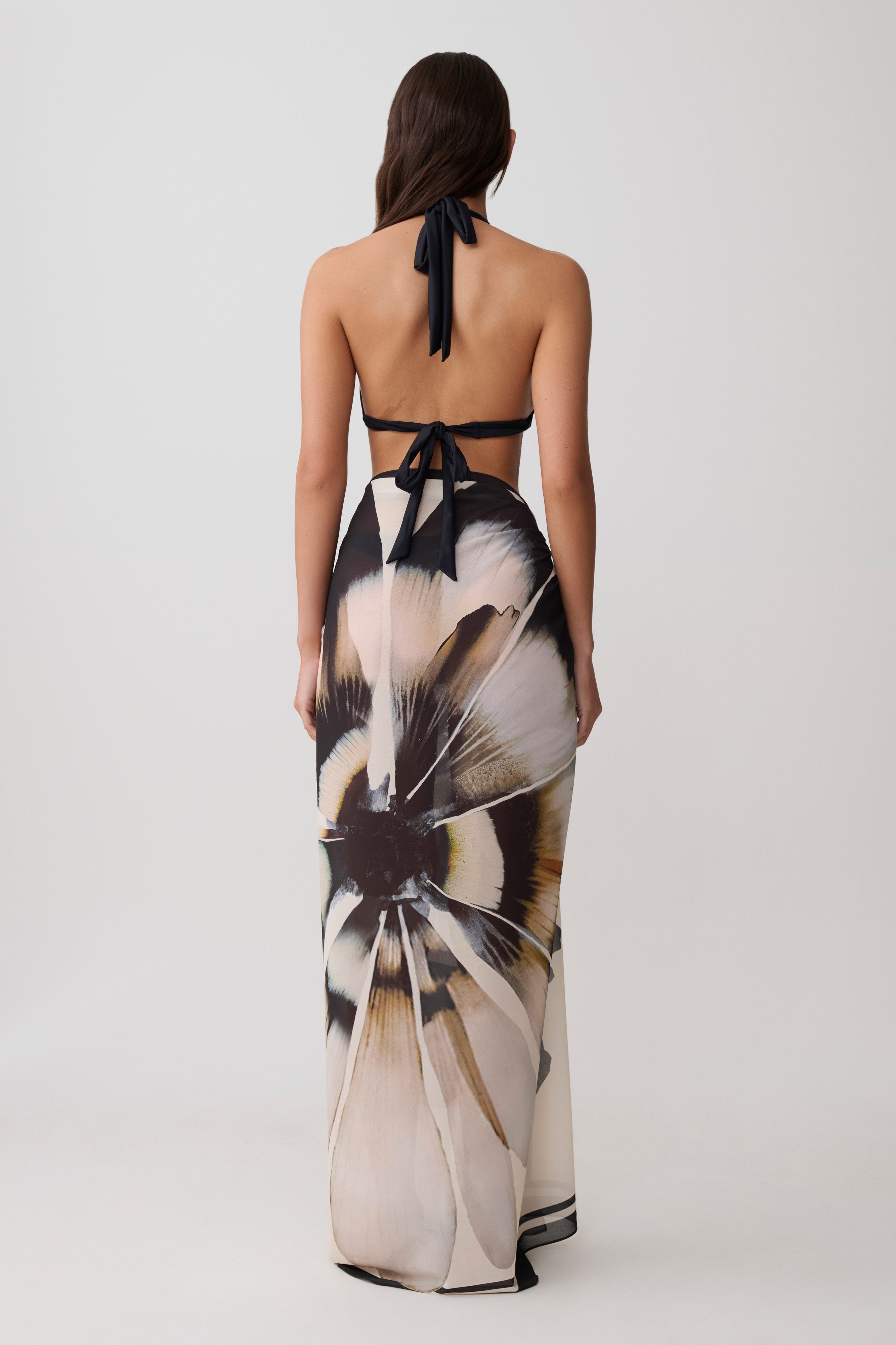 Alternative view of Noa Chiffon Scarf Sarong - Ivory Base Floral Print